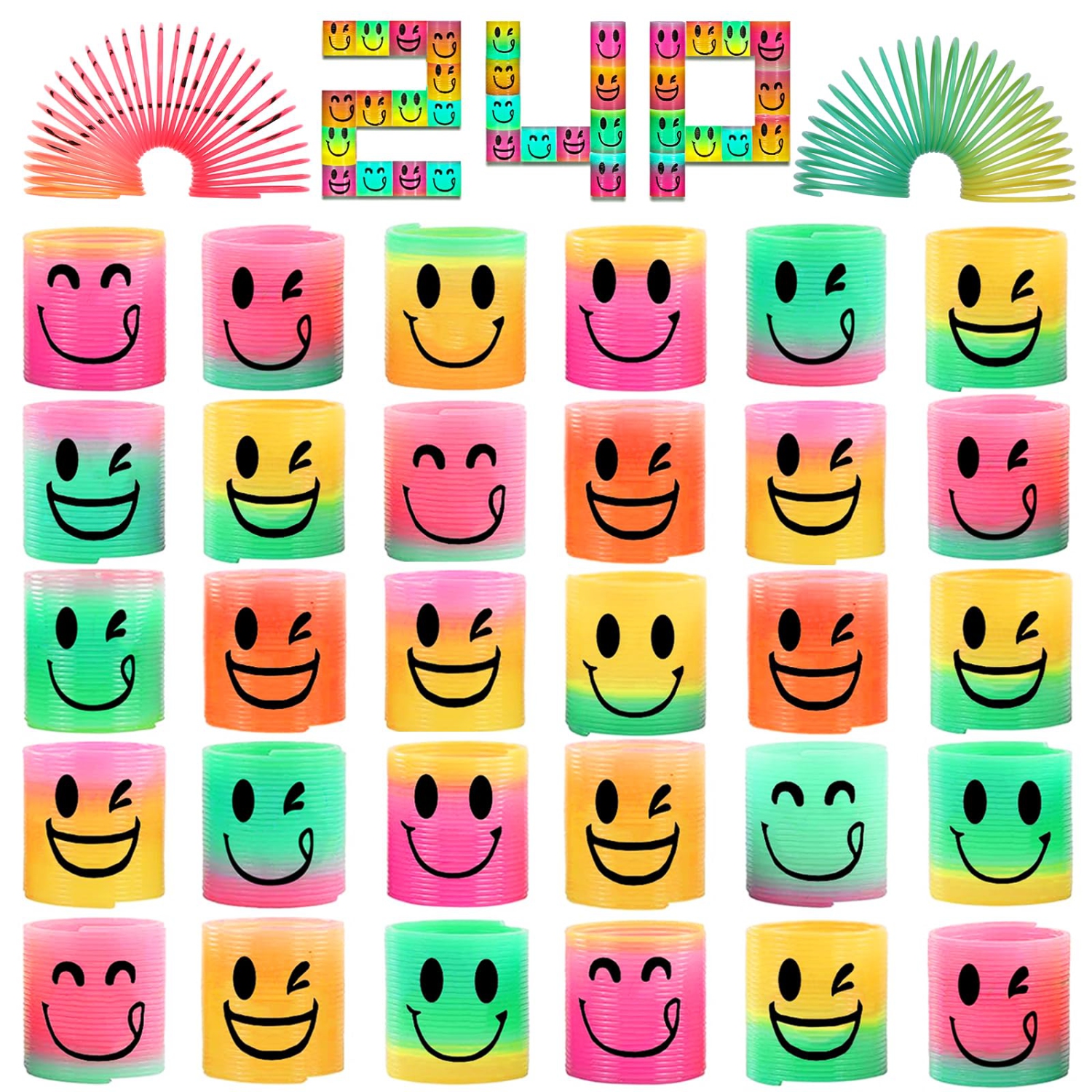24-Piece Mini Spring Toys, Rainbow Spring Rings, Party Favors for Boys and Girls, Birthday Gift, Fidget Toys