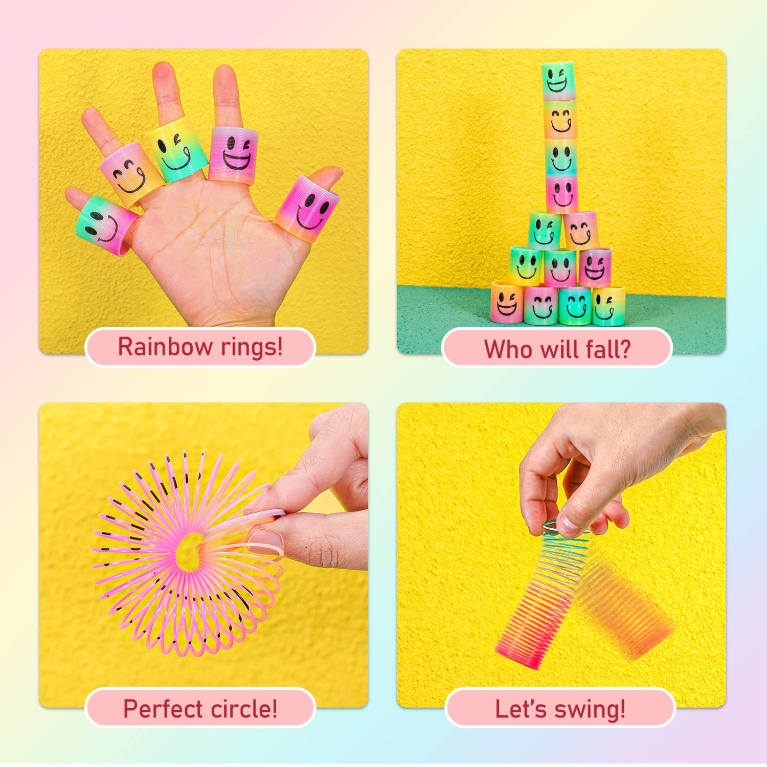 24-Piece Mini Spring Toys, Rainbow Spring Rings, Party Favors for Boys and Girls, Birthday Gift, Fidget Toys