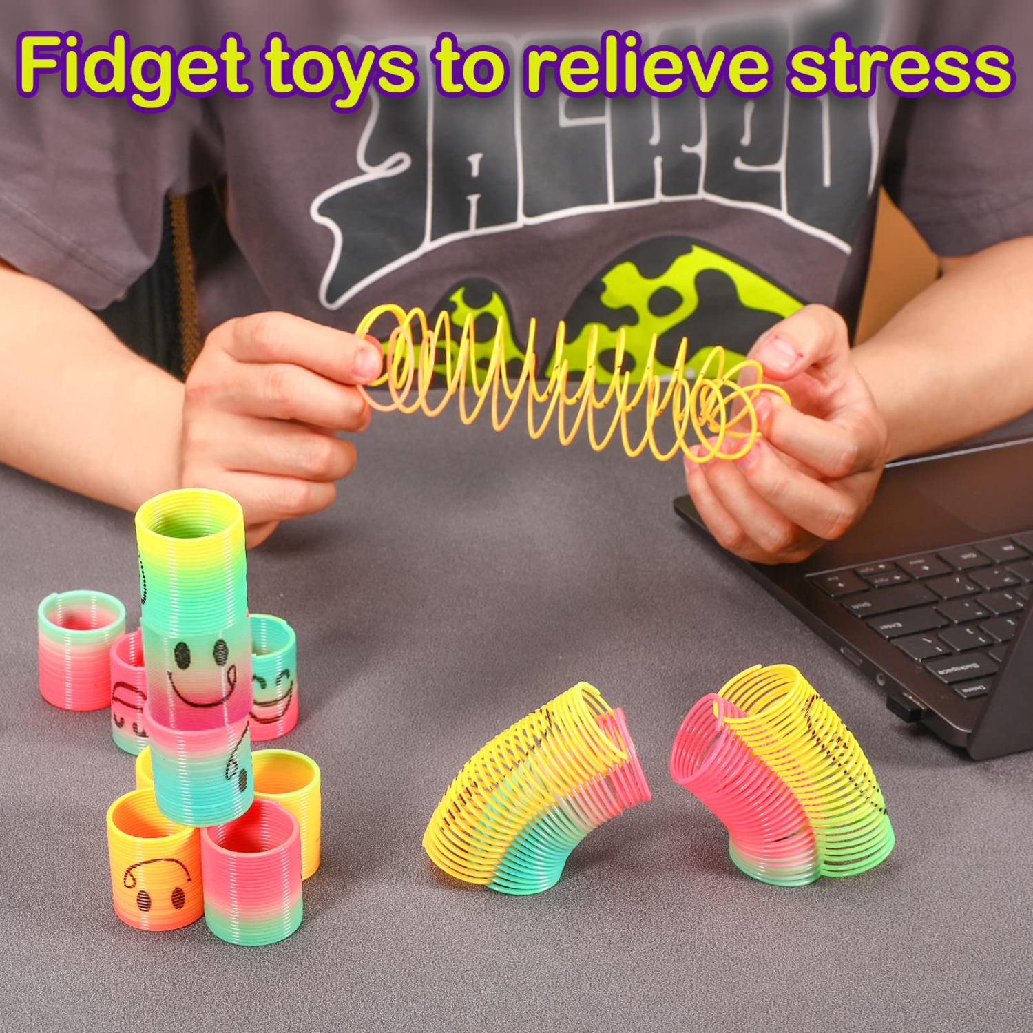 24-Piece Mini Spring Toys, Rainbow Spring Rings, Party Favors for Boys and Girls, Birthday Gift, Fidget Toys