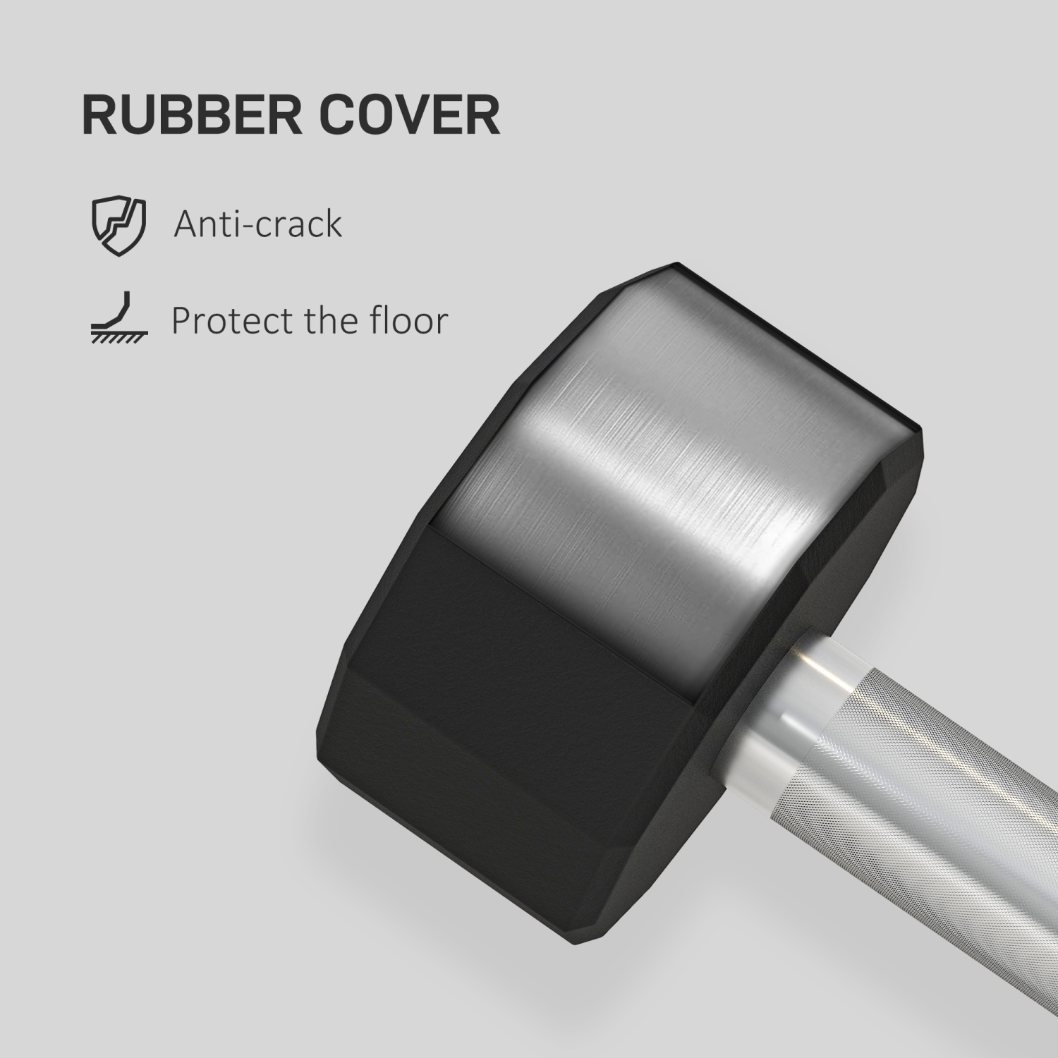 Ensemble de 2 haltères 22&nbsp;lb de Soozier, haltères d'exercice en caoutchouc avec poignées antidérapantes, antiroulis, pour entraînement à