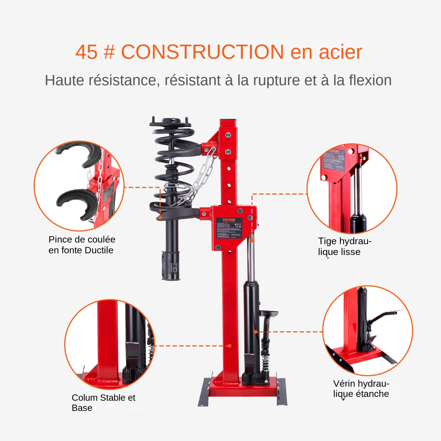 VEVOR Strut Spring Compressor, 4.5 Ton/9920 LBS Hydraulic Jack Capacity, 1 Ton Rated Compression Force, Hydraulic Spring Compressor Auto Strut Coil
