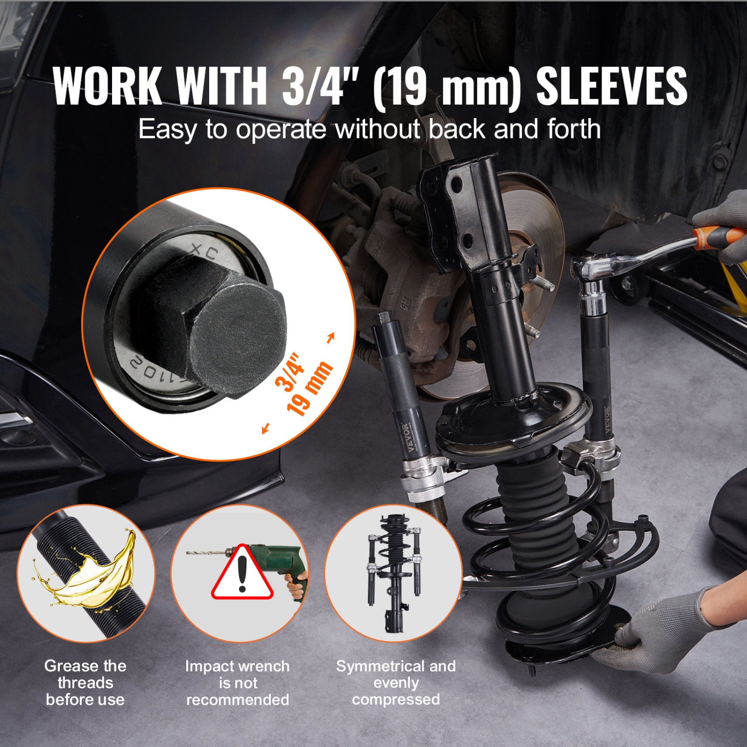 VEVOR Coil Spring Compressor Tool, 2 pcs Heavy Duty Macpherson Strut Spring Compressor Set, 2646 lbs Strut Spring Compressor with Safety Bracket and