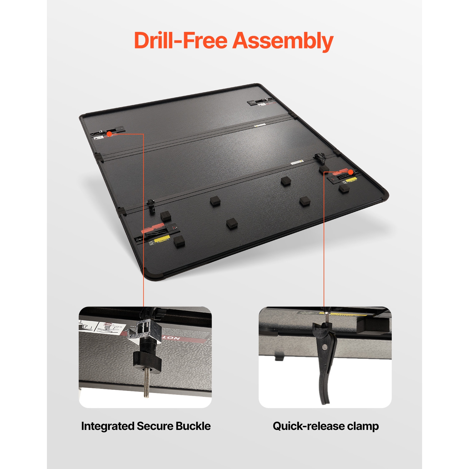 VEVOR Tri-Fold Truck Bed Tonneau Cover, Compatible with 2009-2024 Ram 1500, Fleetside 5.7' Bed Without Rambox, Fit 5.7' x 5.5' Inside Bed, 400 lbs,