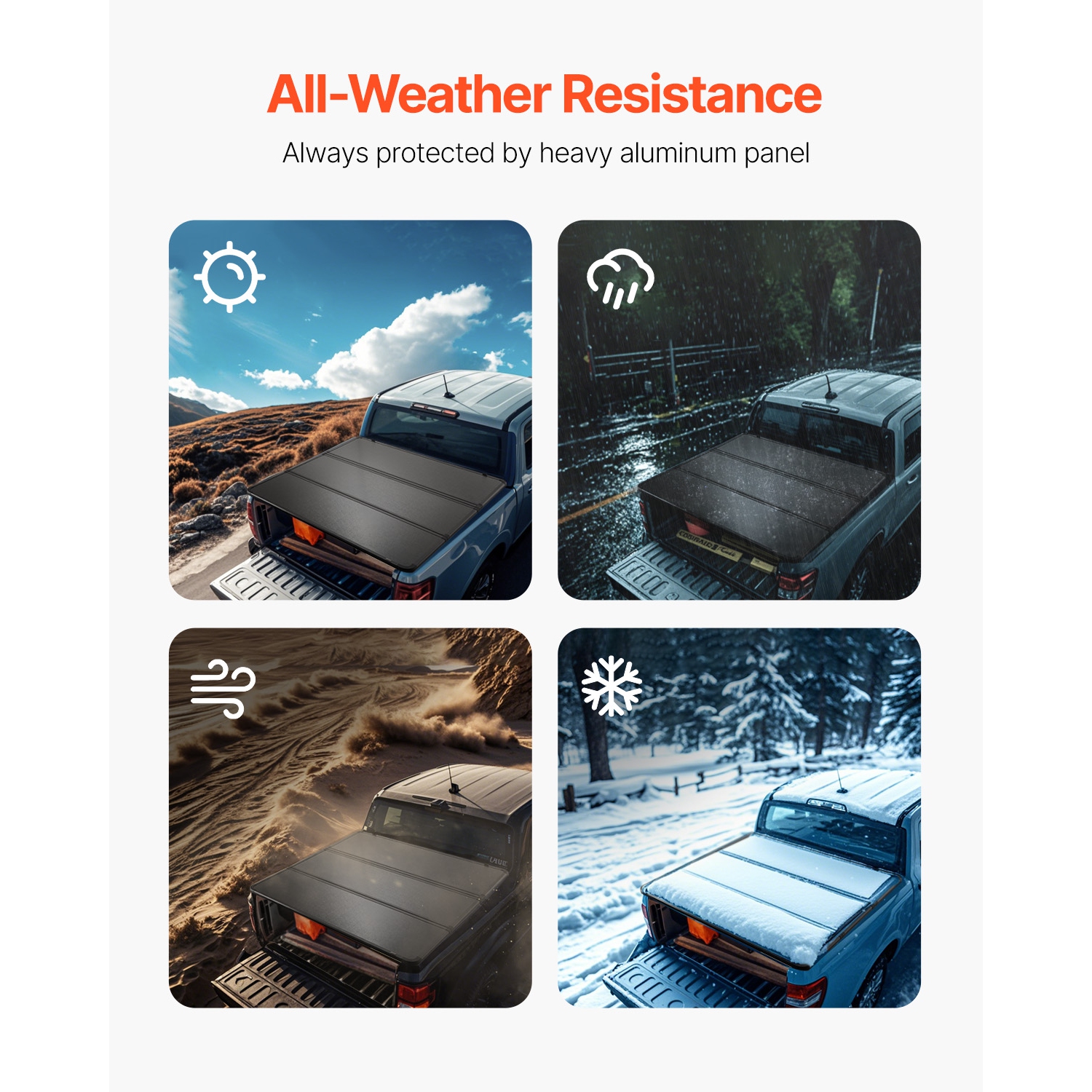 VEVOR Tri-Fold Truck Bed Tonneau Cover, Compatible with 2015-2024 Ford F-150, 6.5' Bed, Only Fit 6.5' x 5.4' (79" x 65.2") Inside Bed, 400 lbs Load