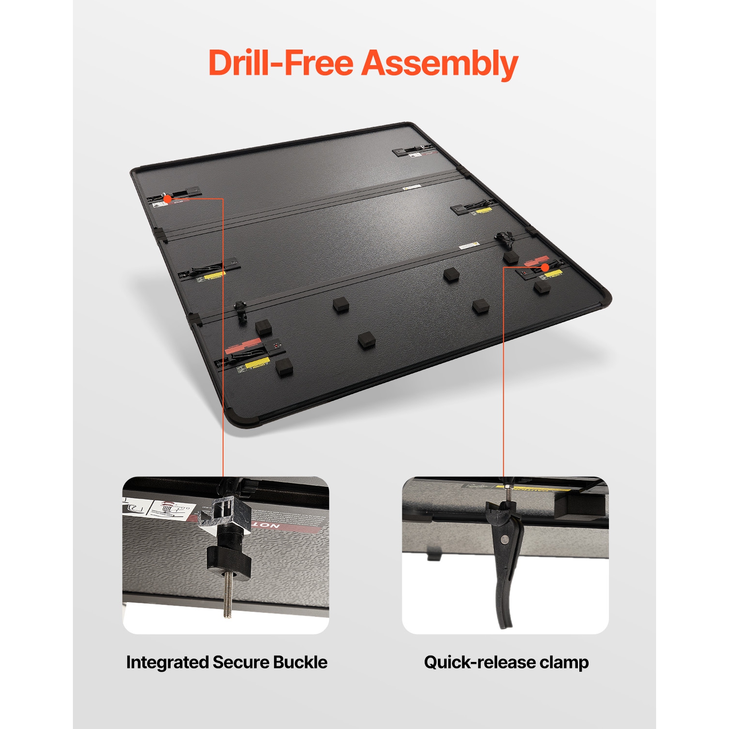 VEVOR Tri-Fold Truck Bed Tonneau Cover, Compatible with 2015-2024 Ford F-150, 6.5' Bed, Only Fit 6.5' x 5.4' (79" x 65.2") Inside Bed, 400 lbs Load