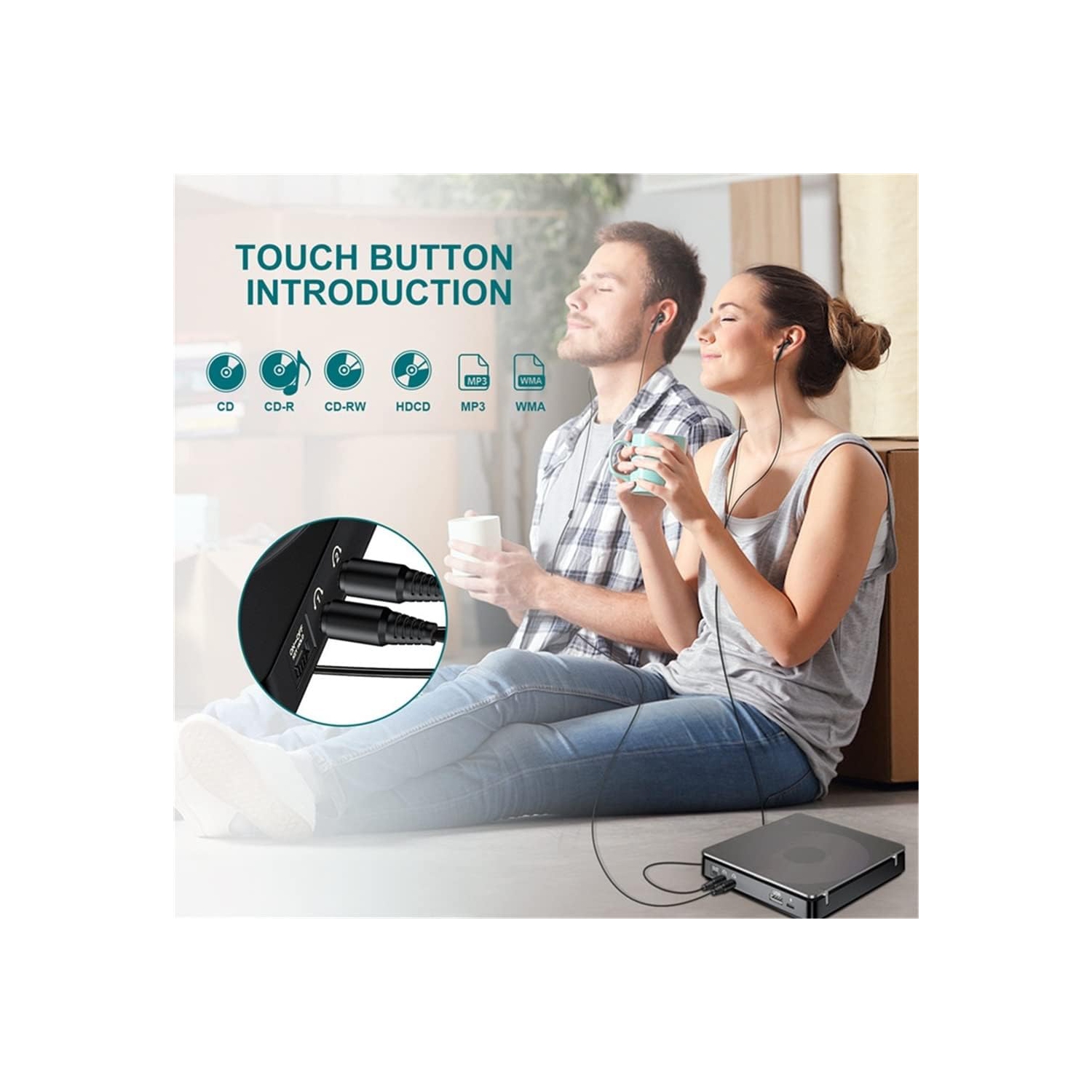 Portable CD Player Double Headphone Version CD Walkman Rechargeable CD Player