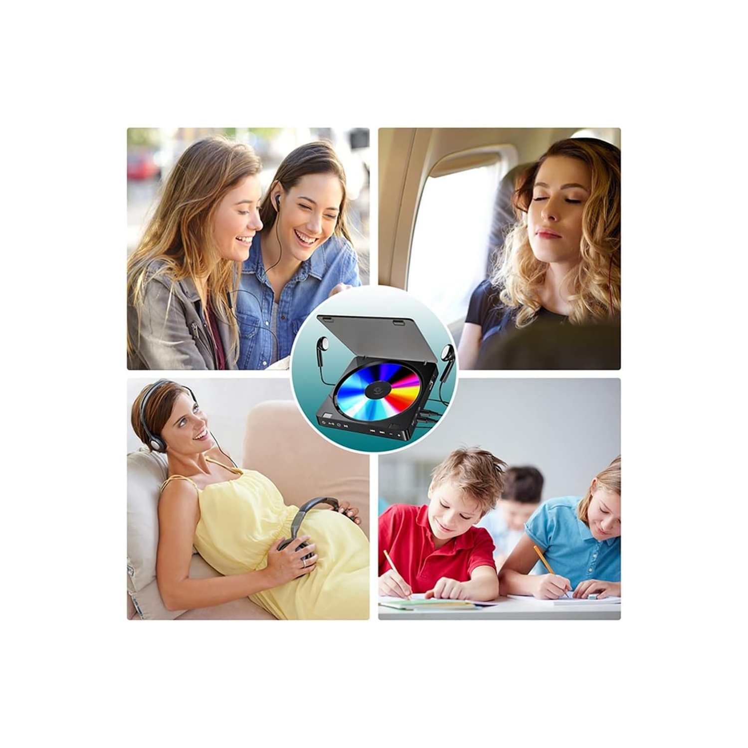 Portable CD Player Double Headphone Version CD Walkman Rechargeable CD Player