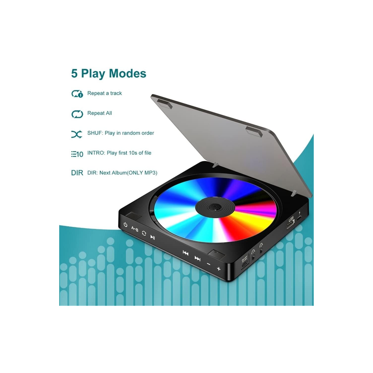 Portable CD Player Double Headphone Version CD Walkman Rechargeable CD Player