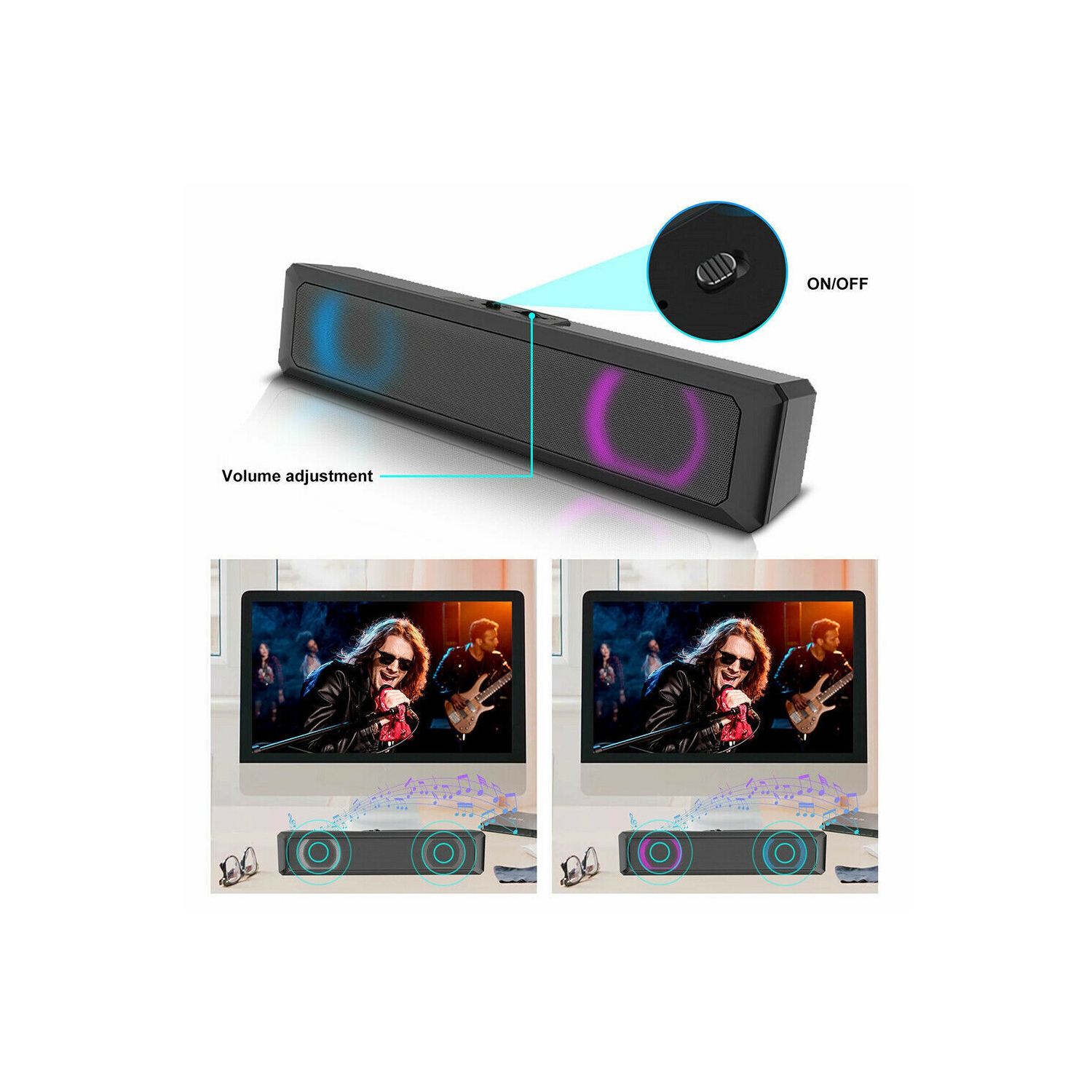 Barre de son sans fil Bluetooth 5,0 TV Barre de son à deux haut-parleurs Haut-parleur d'extrêmes graves Barre de son Home Cinema