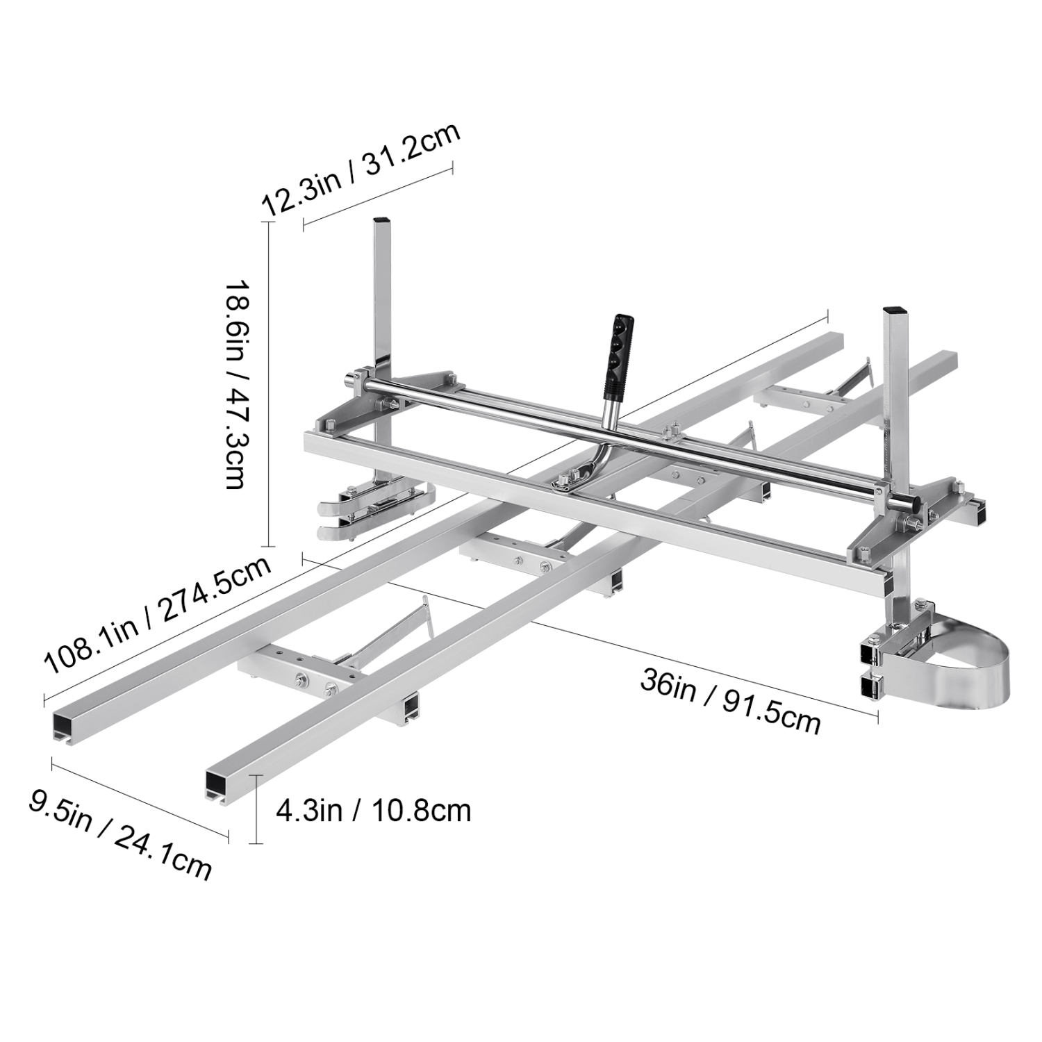 VEVOR 14"-36" Chainsaw Mill and Rail Mill Guide System, Portable Sawmill Guide Bar, 9ft Aluminum Saw Milling Rail Guide with Chainsaw Planking Mill
