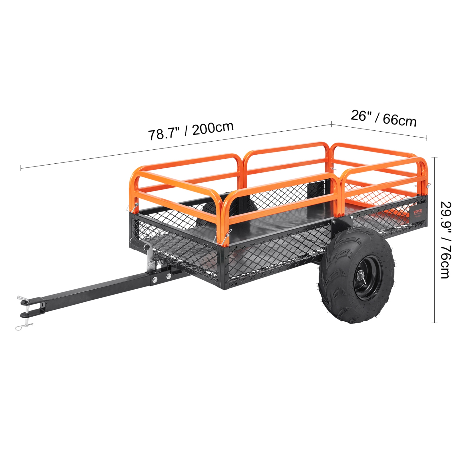 VEVOR 1500-Pound Heavy Duty Steel ATV Dump Trailer, Capacity 15 Cubic Feet, Tow Behind Dump Cart Garden Trailer, with Removable Sides and 2 Tires,