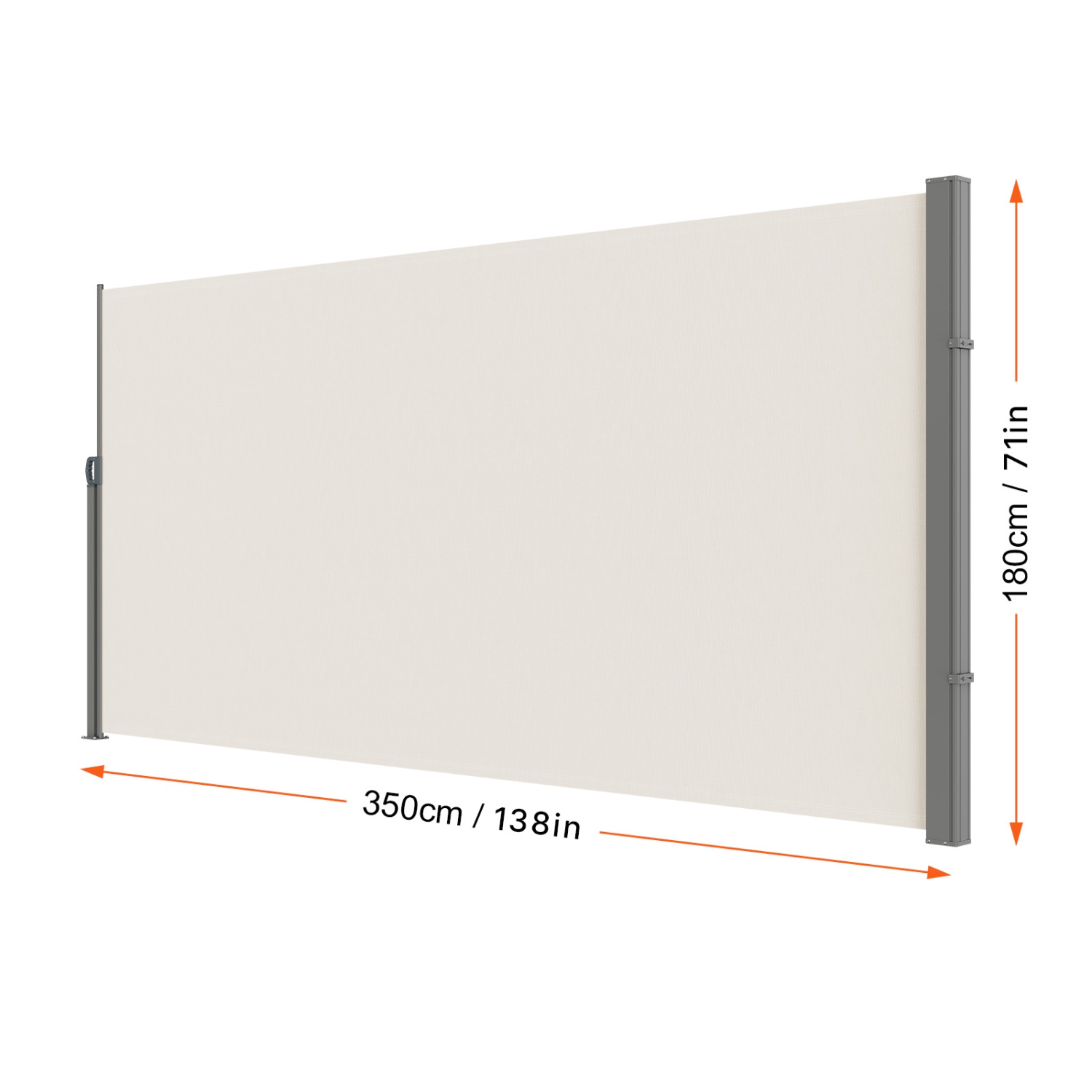VEVOR 71''x 138'' Retractable Side Awning, Outdoor Privacy Screen, 180g Polyester Water-proof Patio Screen, UV 30+ Room Divider Wind Screen for