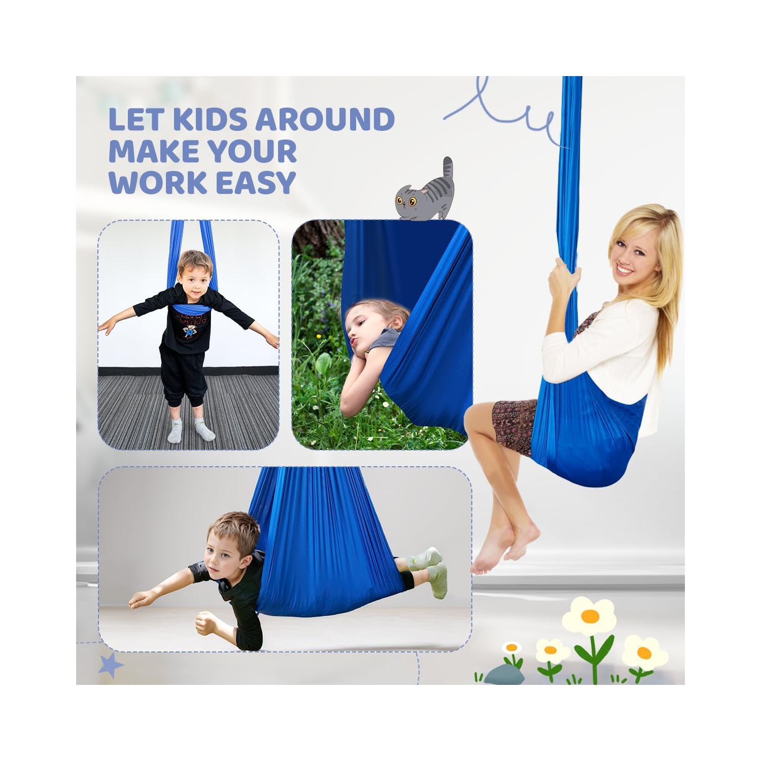 Boys' and Girls' Indoor Swing Toy, 360° Rotating Hammock for Playing and Calming