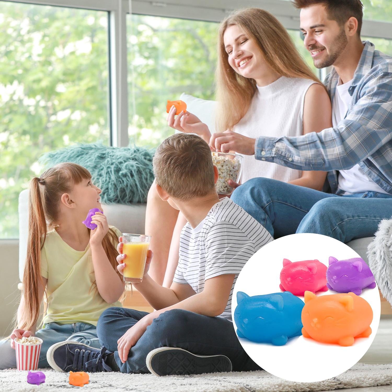4-Pack Stress Relief Balls, Bouncy and Flexible Stress Relief Toys, Fidget Toys for Anxiety Relief and Increased Concentration
