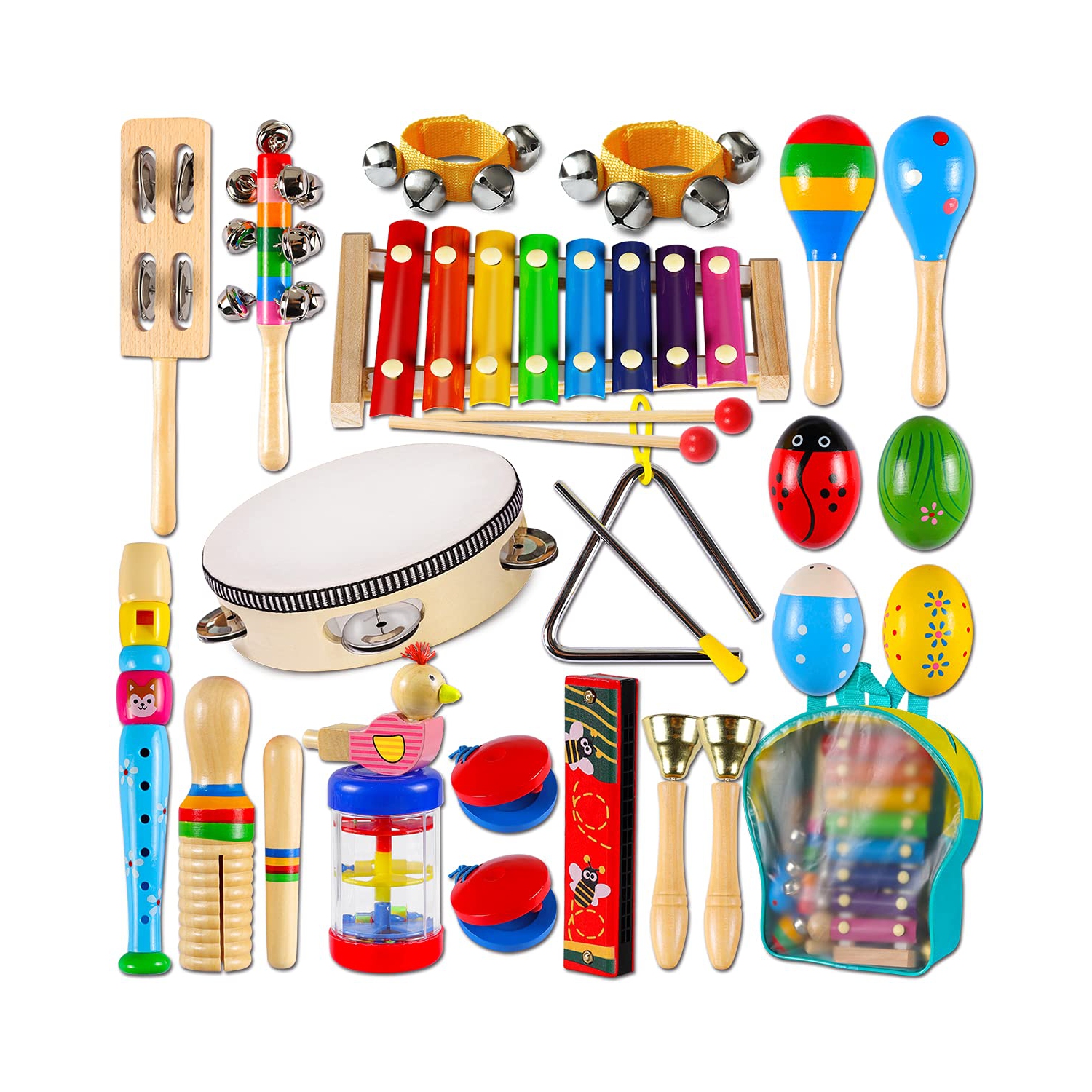 Wooden Percussion Toys, Educational Music Toy Set for Preschool Boys and Girls