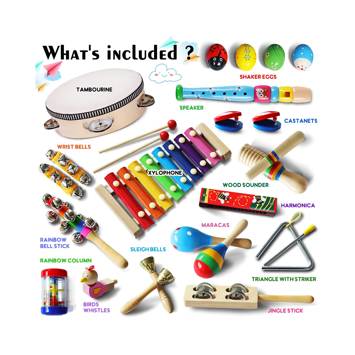 Wooden Percussion Toys, Educational Music Toy Set for Preschool Boys and Girls