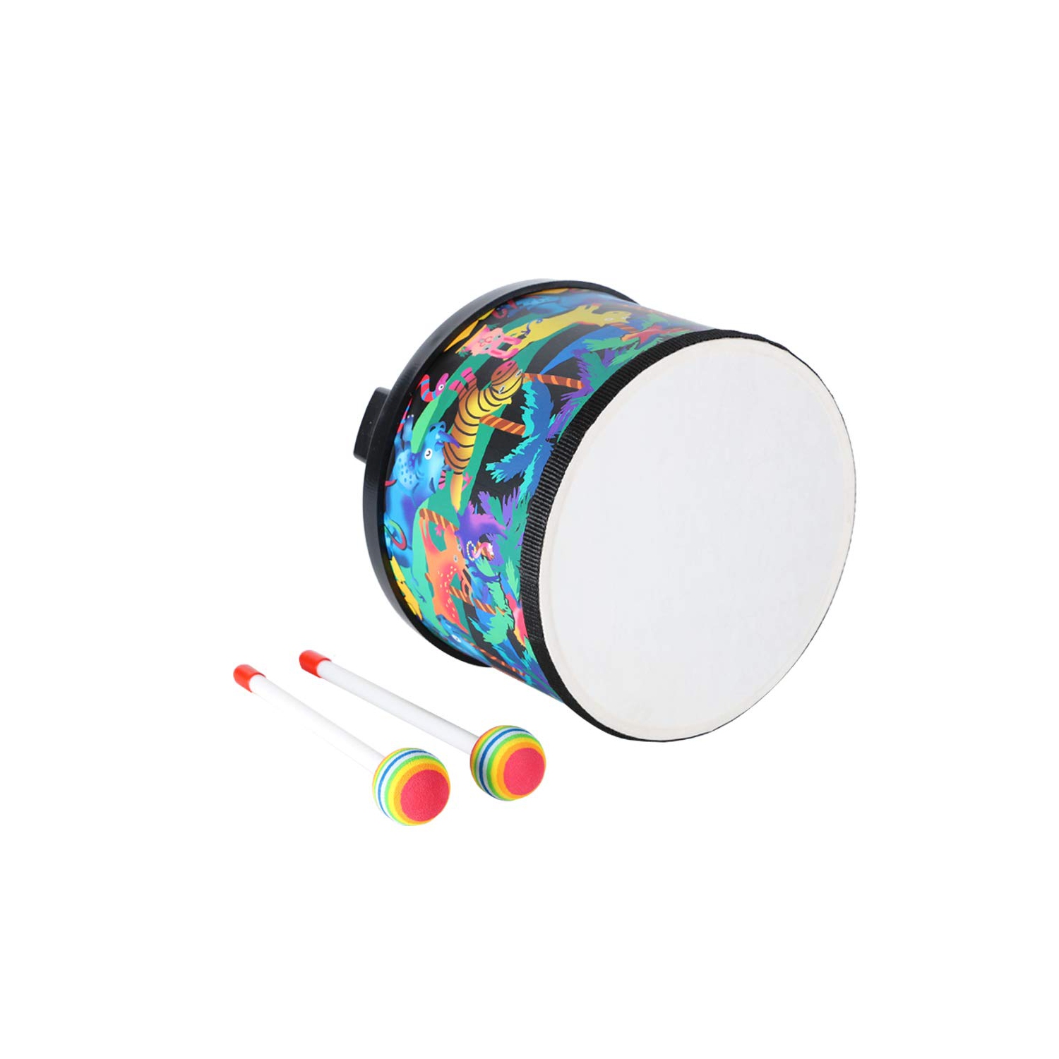 8-Inch Floor Drum, Montessori Percussion Musical Drum Toy with 2 Drumsticks, Boys' and Girls' Christmas Birthday Gift
