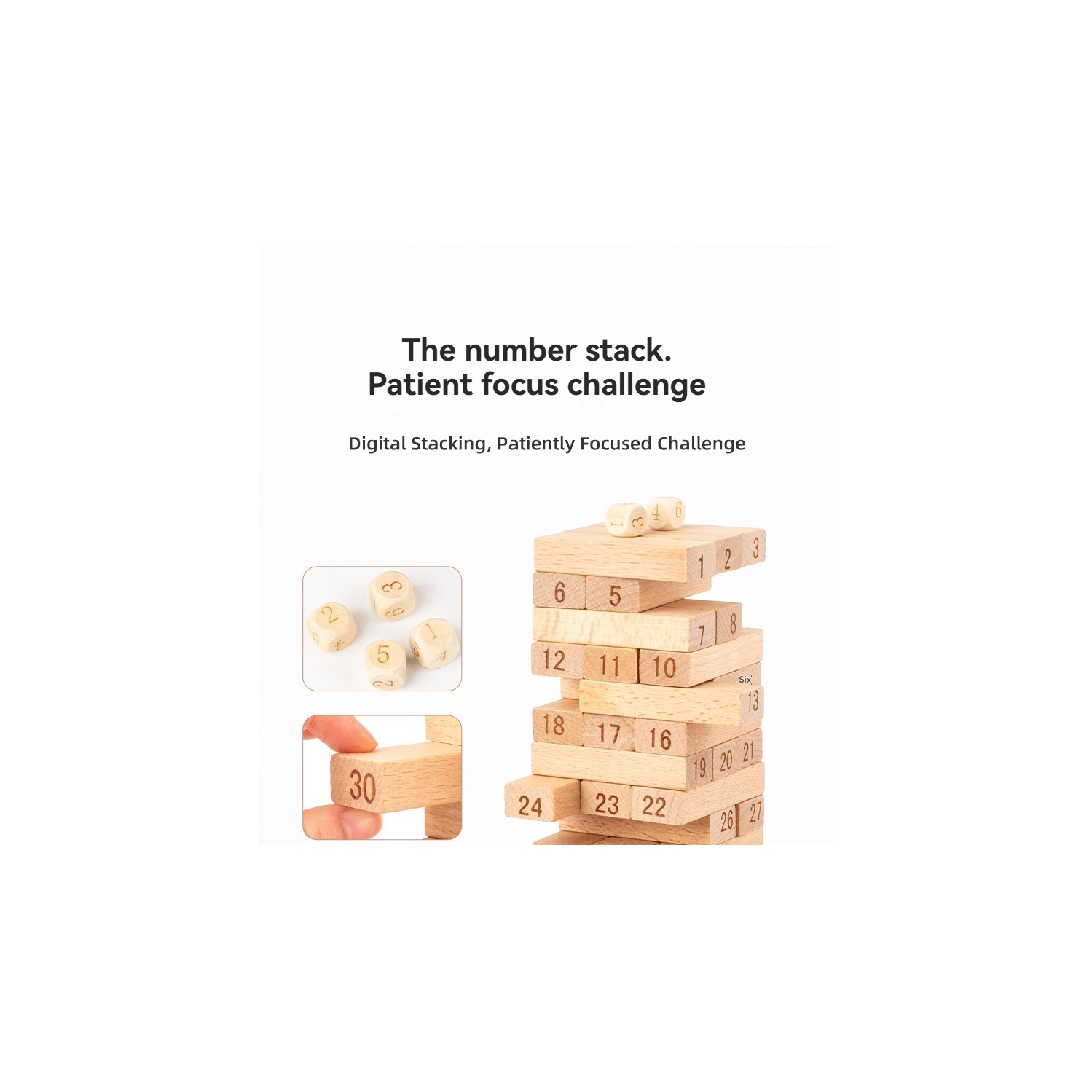 48-Piece Wooden Tower Building Blocks Toy, Domino Stacking Board Game, Montessori Educational Toy