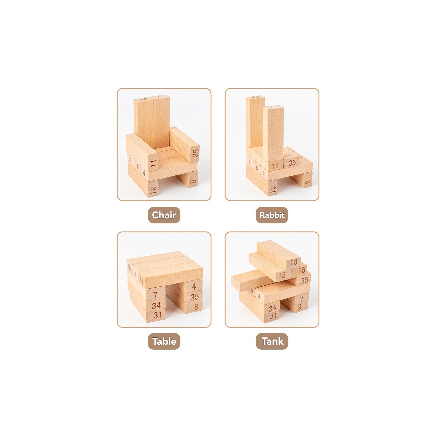 48-Piece Wooden Tower Building Blocks Toy, Domino Stacking Board Game, Montessori Educational Toy