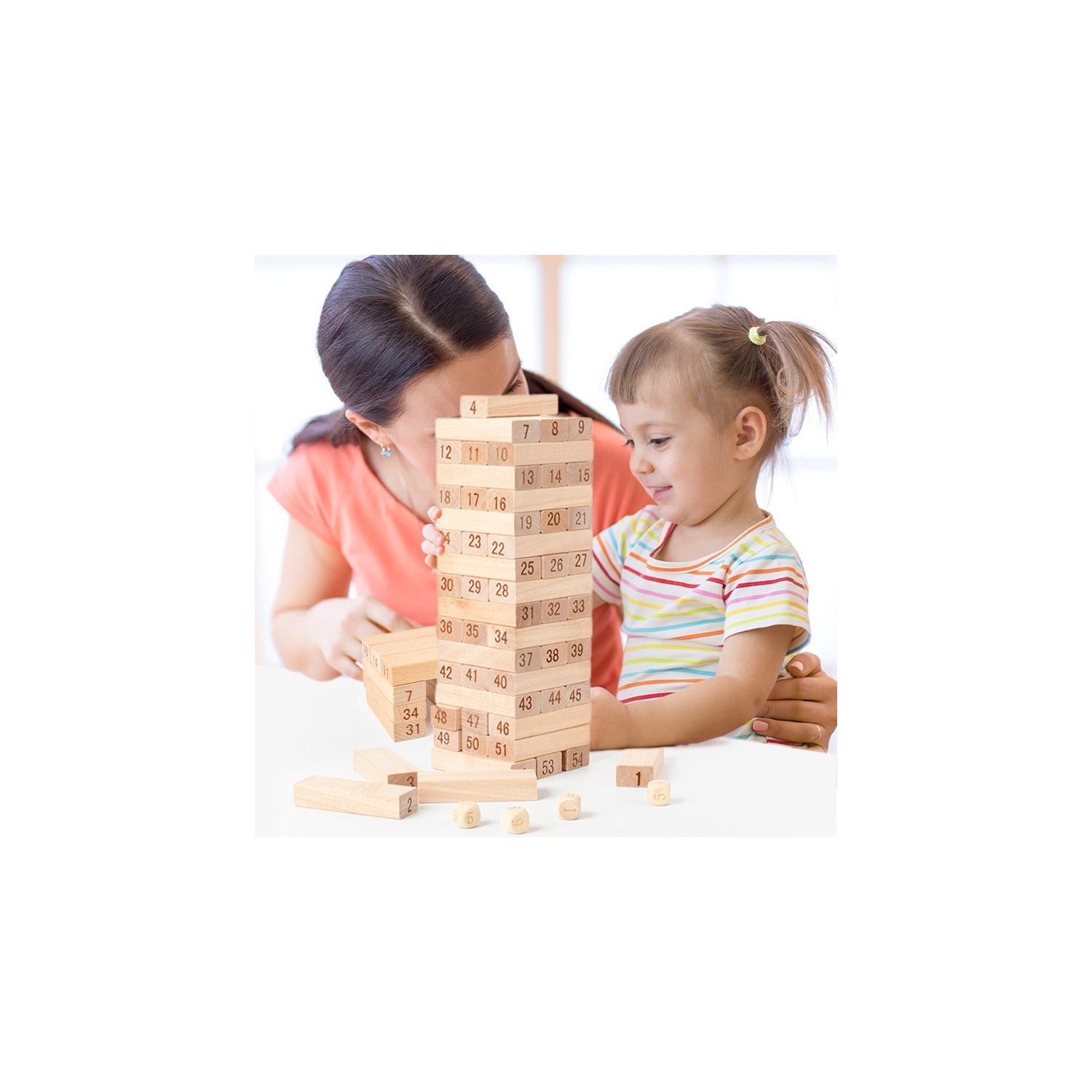 48-Piece Wooden Tower Building Blocks Toy, Domino Stacking Board Game, Montessori Educational Toy