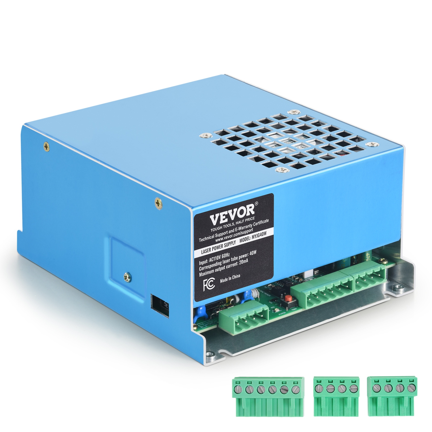 VEVOR 40W CO2 Laser Power Supply, Power Supply for 40W Laser Tube, Constant Current Protection, Open Circuit Protection, Fast Heat Dissipation,