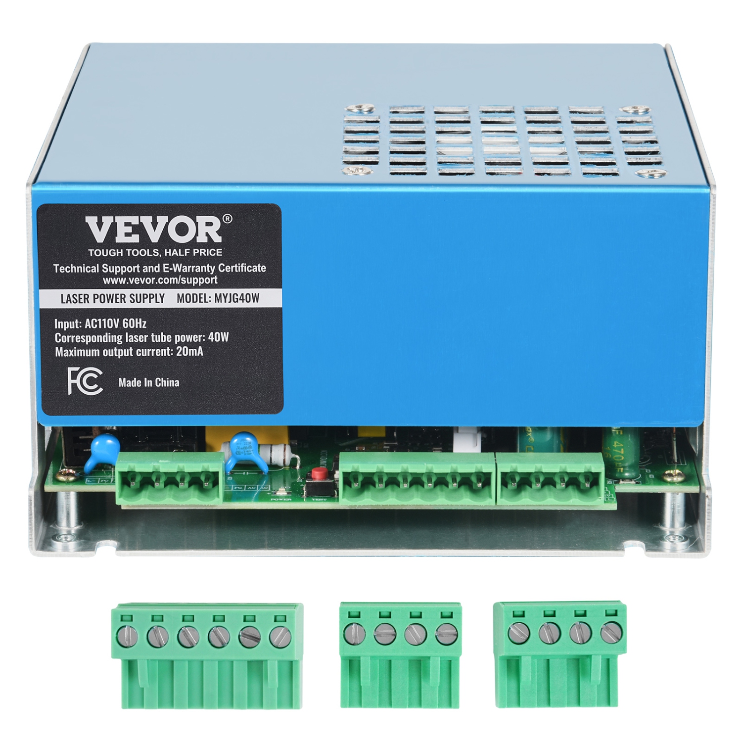 VEVOR 40W CO2 Laser Power Supply, Power Supply for 40W Laser Tube, Constant Current Protection, Open Circuit Protection, Fast Heat Dissipation,