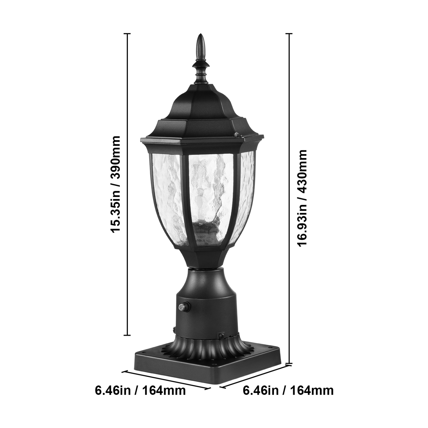 Lampadaire d'extérieur 15,35-en-2 Crépuscule à aube VEVOR, lampes de poteau étanches, abat-jour en verre de 3,5&nbsp;po à base de pilier, lampe de