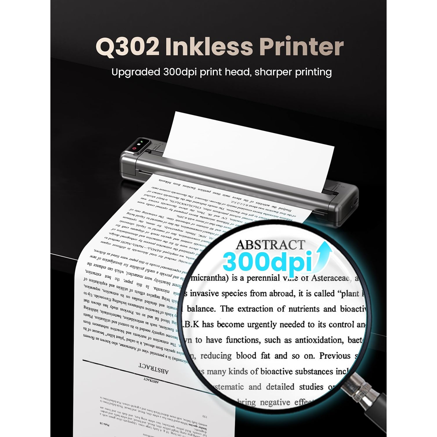 Phomemo OfficePods Pro Q302 Wireless Portable Letter/A4 Printer for travel and home, with free paper inside, support mobilephone scanning.