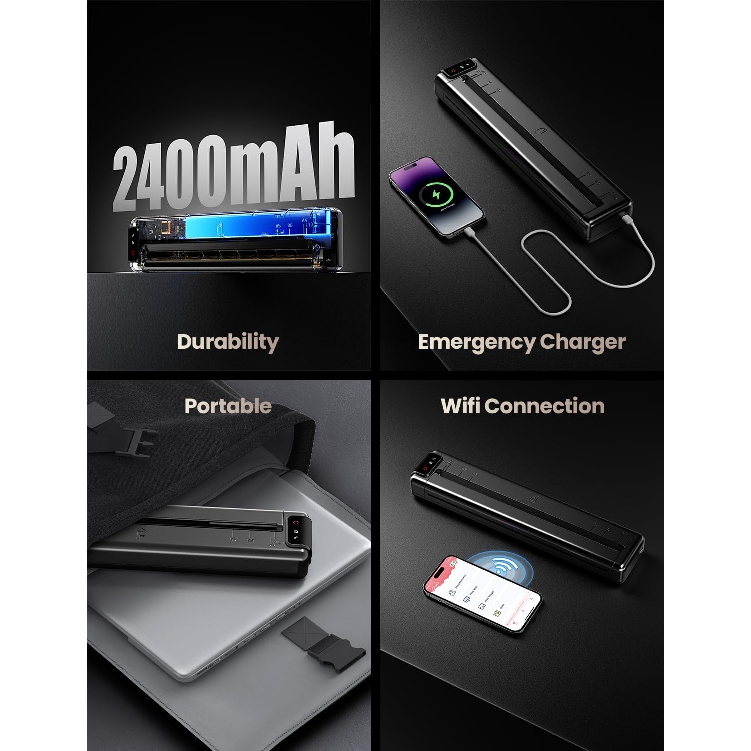 Phomemo OfficePods Pro Q302 Wireless Portable Letter/A4 Printer for travel and home, with free paper inside, support mobilephone scanning.