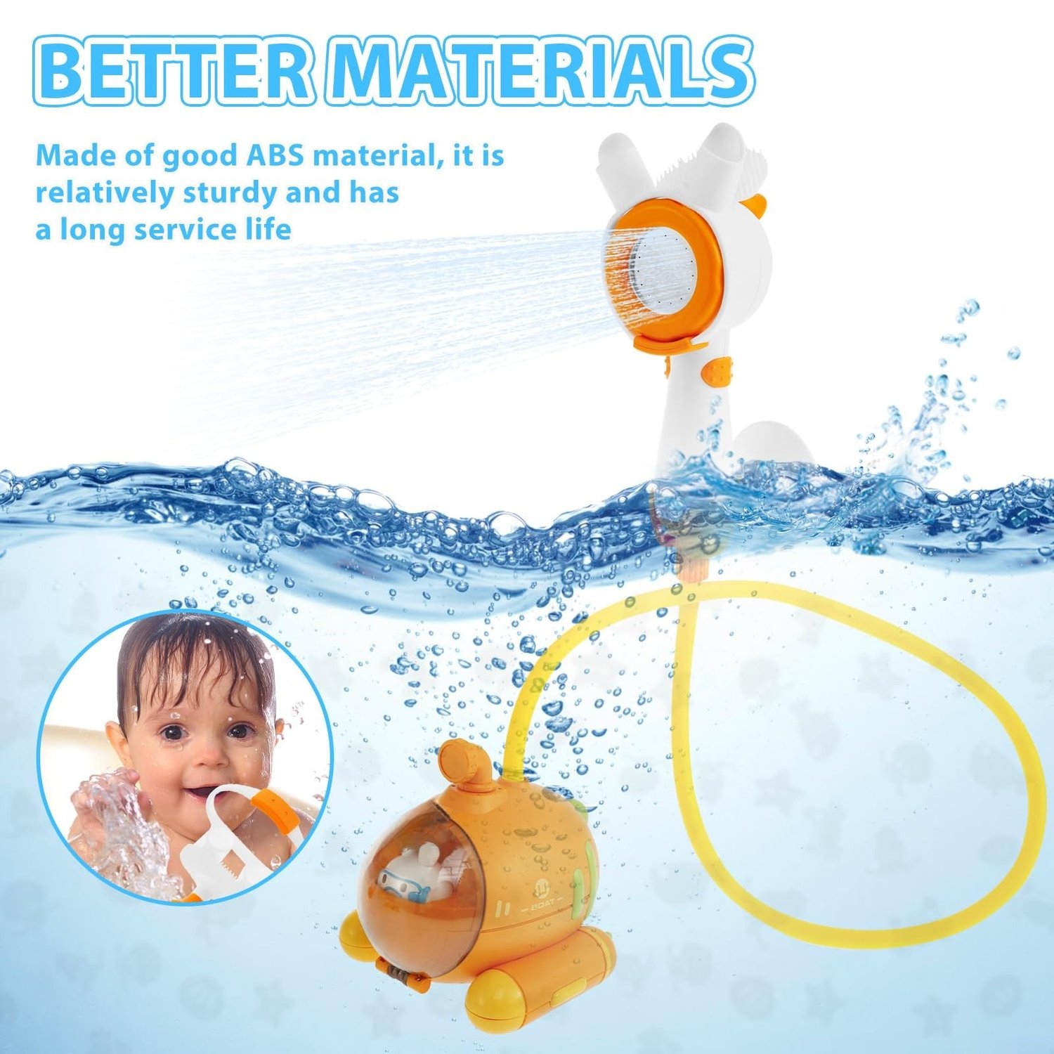 Shower Heads for Little Boys and Girls, Bathtub Spray Heads with Suction Cups and Bath Toys