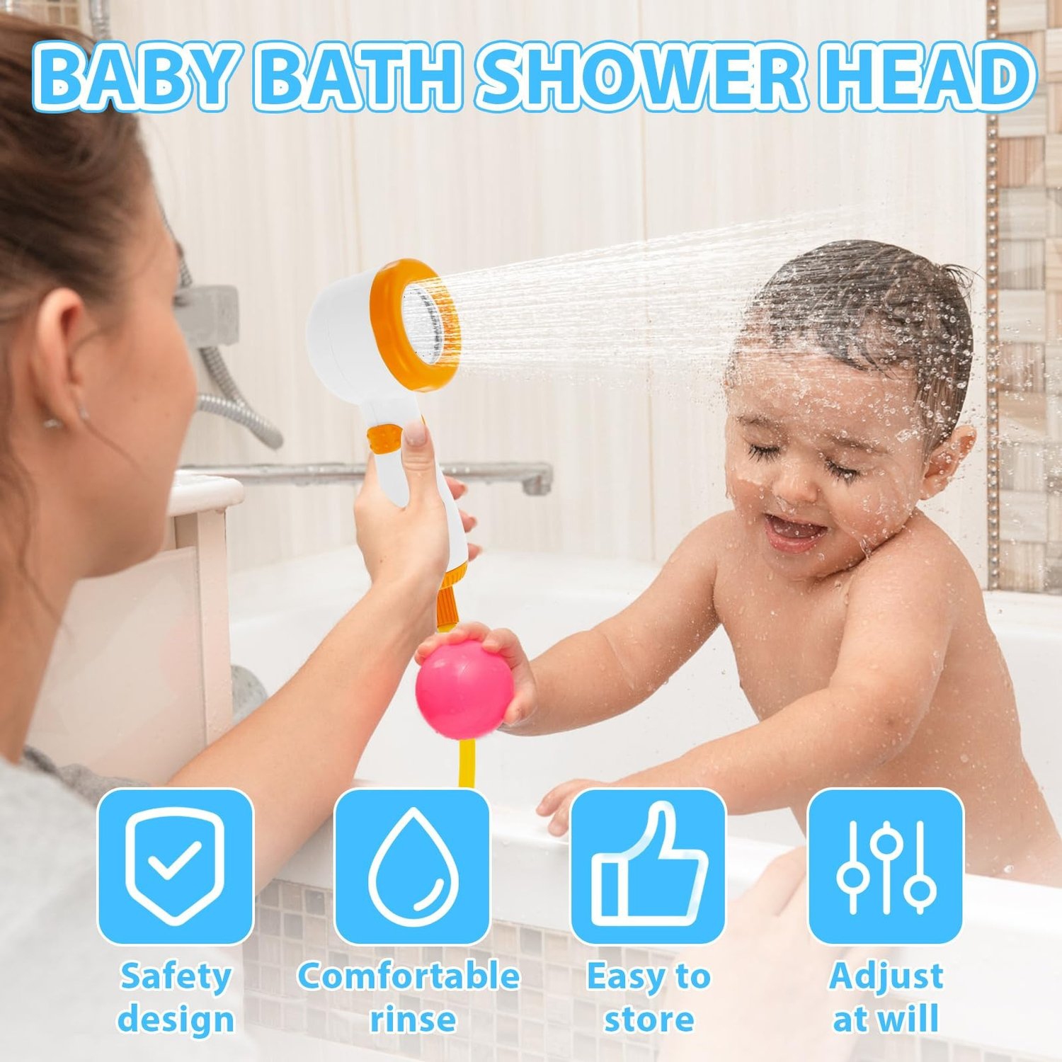 Shower Heads for Little Boys and Girls, Bathtub Spray Heads with Suction Cups and Bath Toys