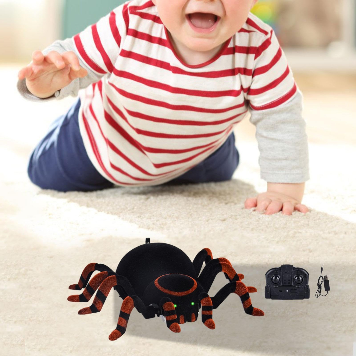 Remote Control Spider Toy, Lifelike Animal Sound and Light Interactive Toy, Boys' and Girls' Birthday & Holiday Gift