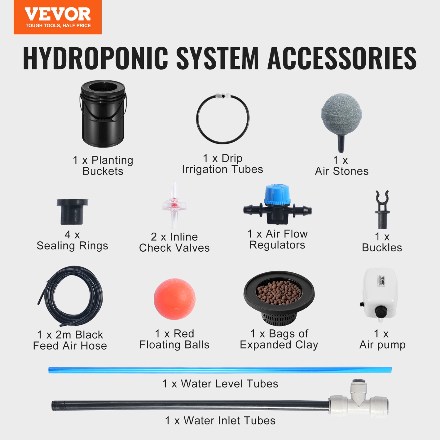 VEVOR 5-Gallon DWC Hydroponics Grow System, Hydroponic Growing System with Top Drip Kit, Deep Water Culture with Air Pump, Air Stone and Water Level
