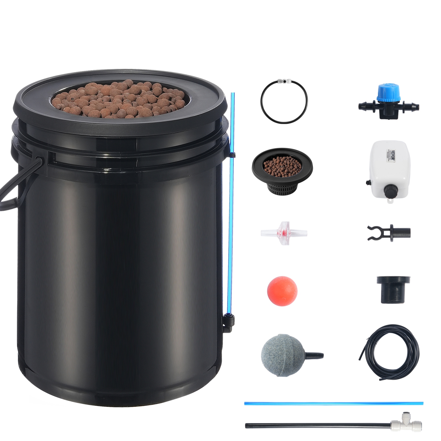VEVOR 5-Gallon DWC Hydroponics Grow System, Hydroponic Growing System with Top Drip Kit, Deep Water Culture with Air Pump, Air Stone and Water Level