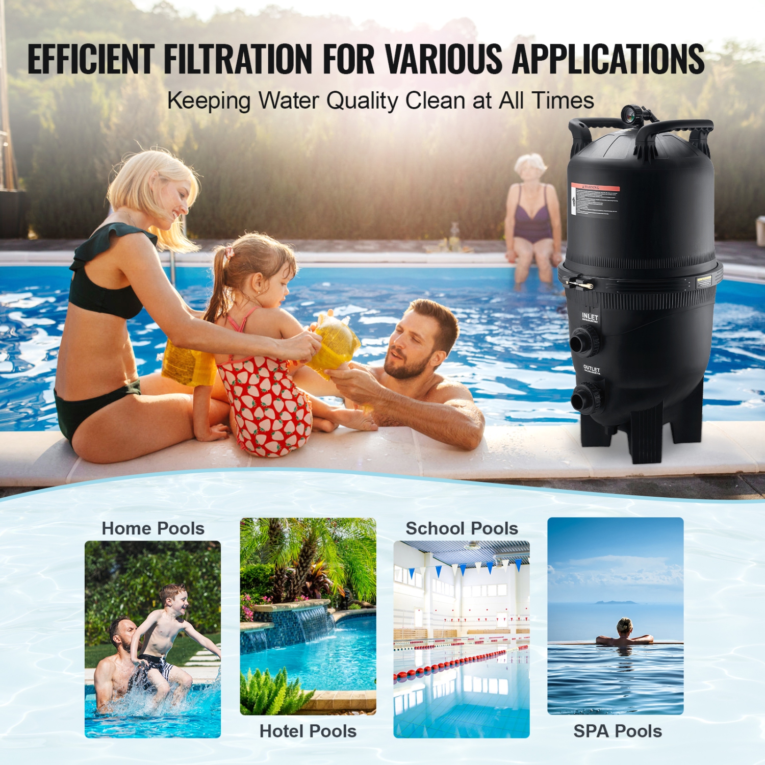 VEVOR 525Sq. Ft Cartridge Pool Filter, Filter Area Inground Pool Filter, Above Ground Swimming Pool Filtration Filter System with Upgrade Filter