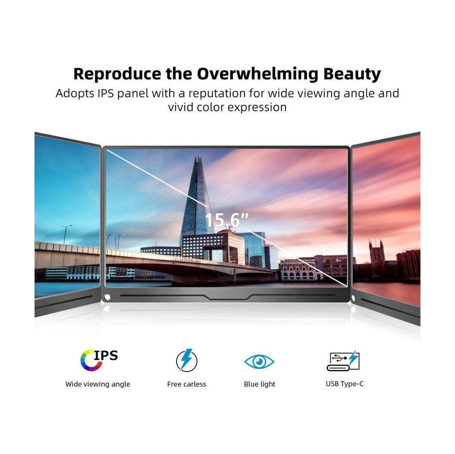 UPERFECT 15.6 Inch USB-C Portable Monitor 1920x1080 Display For Raspberry Pi 3 4