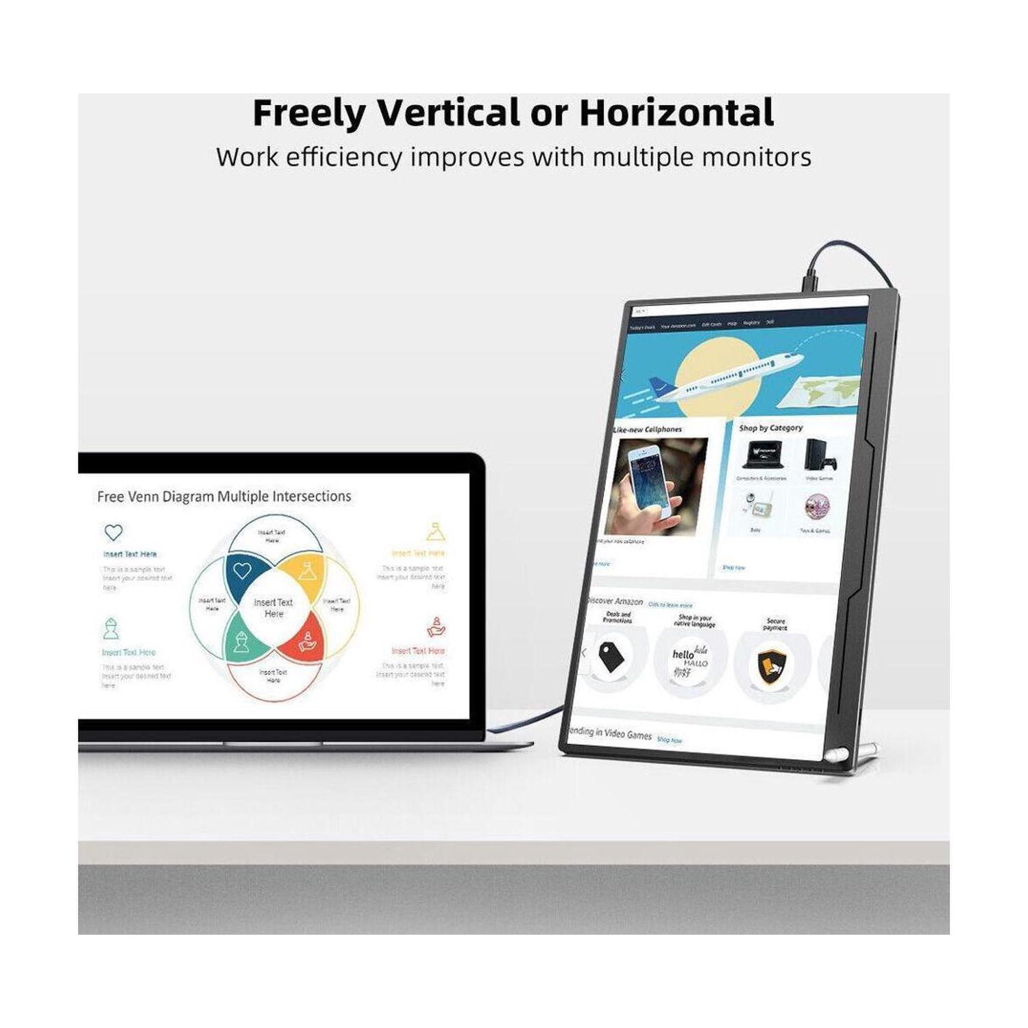 UPERFECT 15.6 Inch USB-C Portable Monitor 1920x1080 Display For Raspberry Pi 3 4