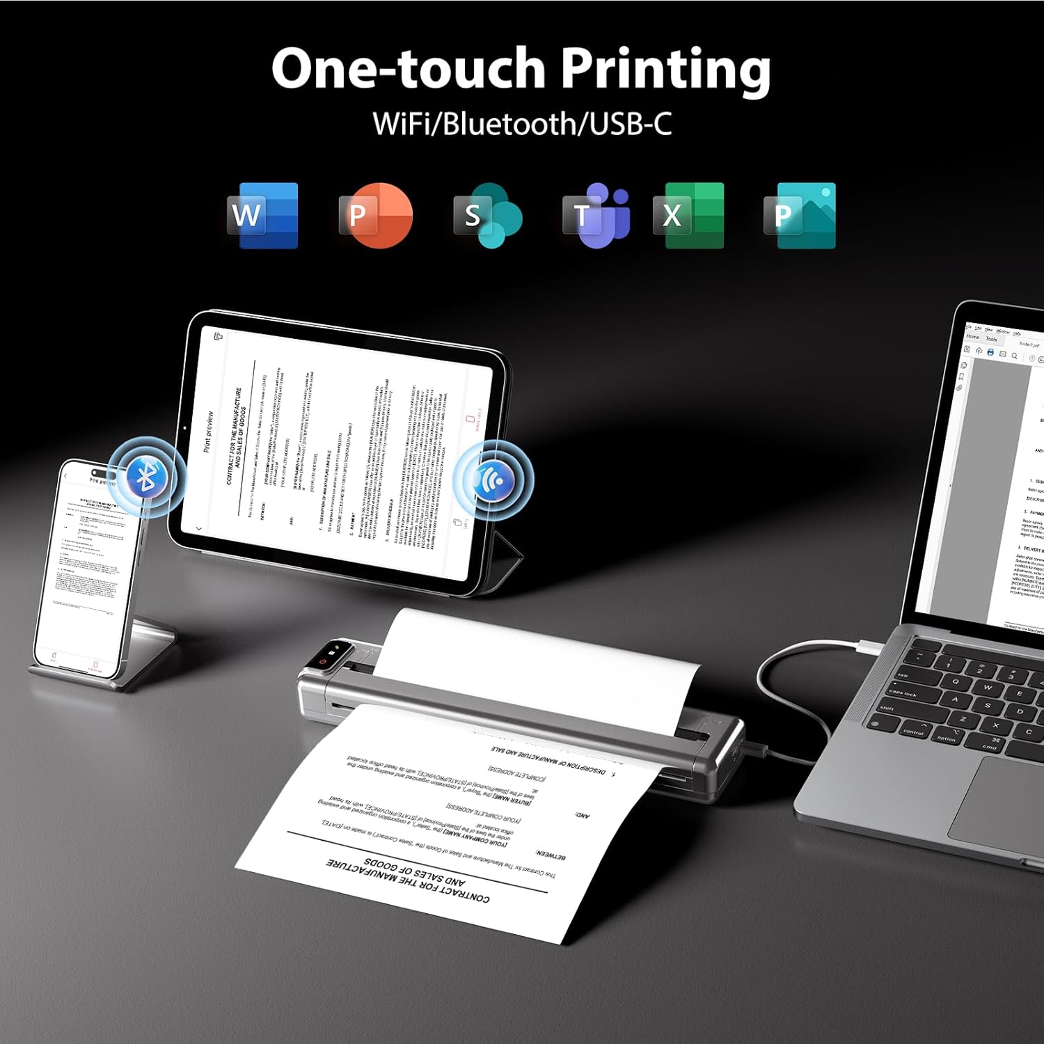 Phomemo OfficePods Pro Q302 Wireless Portable Letter/A4 Printer for travel and home, with free paper inside