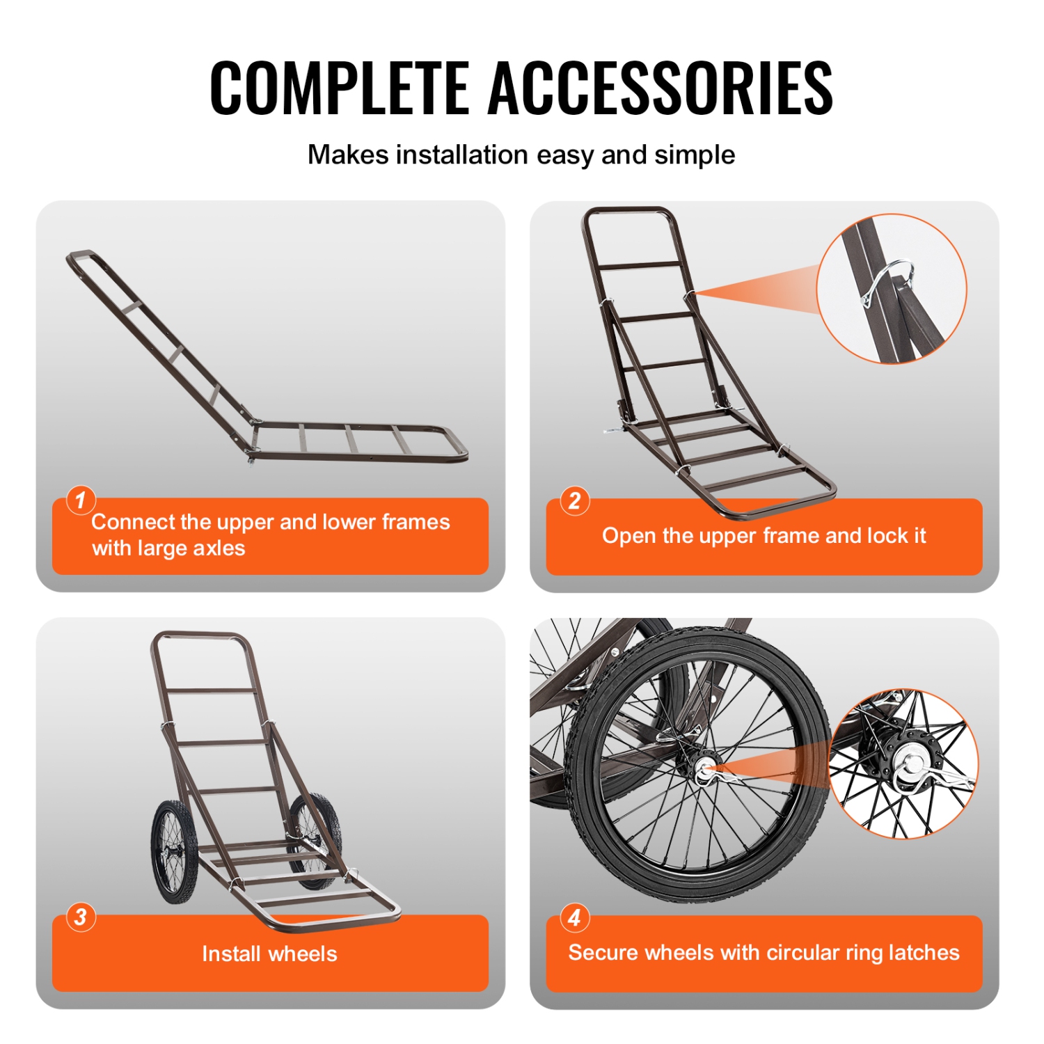 VEVOR 300 LBS Capacity Folding Game Deer Cart, Deer Cart Game Hauler with Big Rubber Wheels & Ergonomic Handle,Game Cart Accessories, Utility Gear