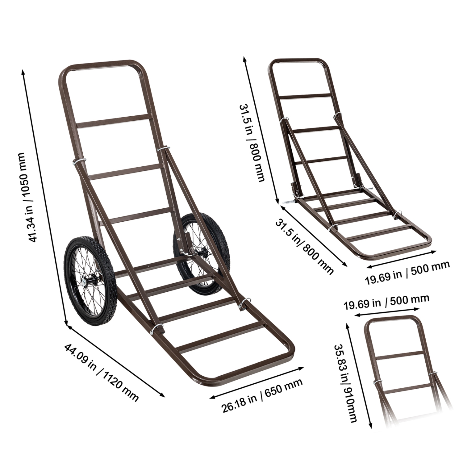 VEVOR 300 LBS Capacity Folding Game Deer Cart, Deer Cart Game Hauler with Big Rubber Wheels & Ergonomic Handle,Game Cart Accessories, Utility Gear
