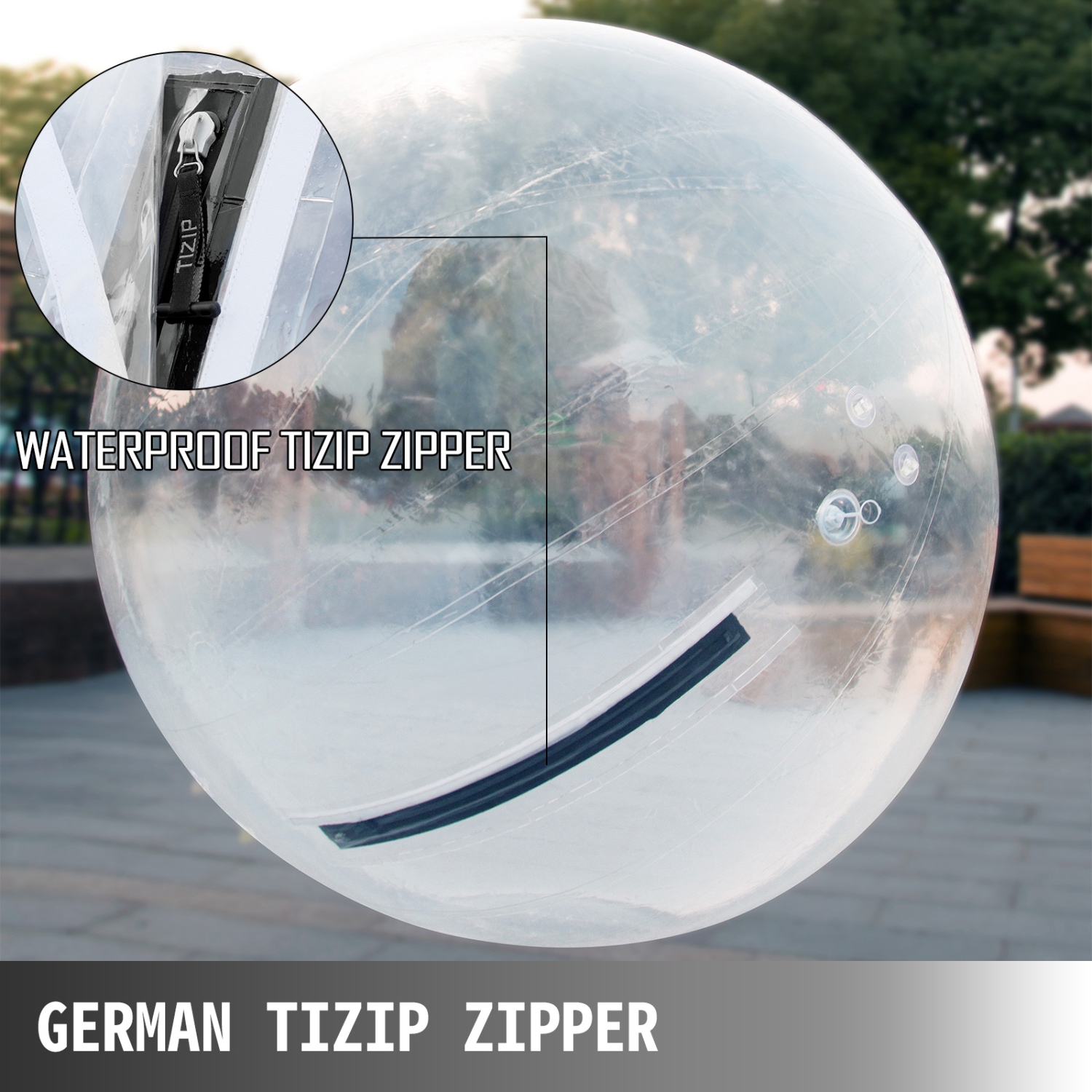 VEVOR 2M Tuspuzz Walk on Water Walking Ball Roll Inflatable Zorb Ball with German Zipper PVC