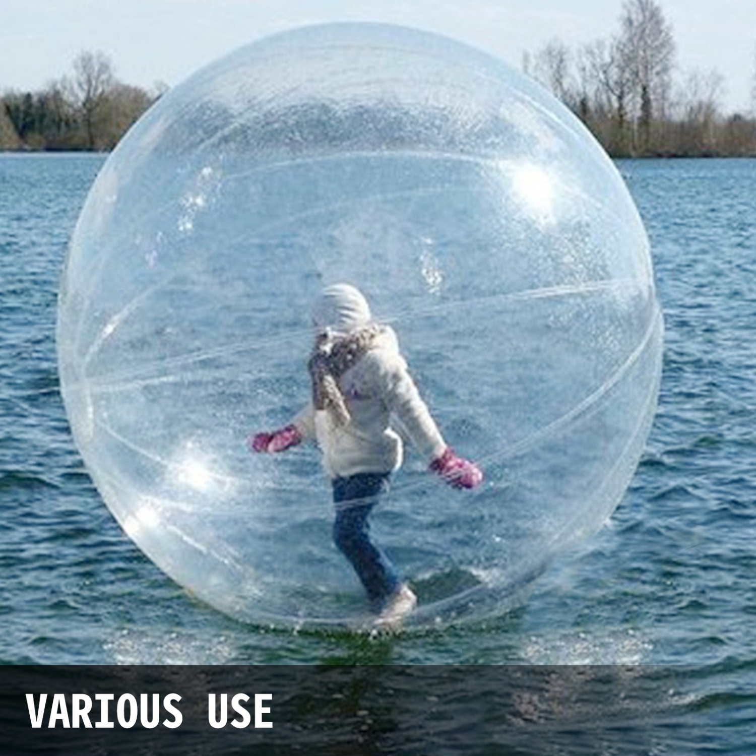 VEVOR 2M Tuspuzz Walk on Water Walking Ball Roll Inflatable Zorb Ball with German Zipper PVC