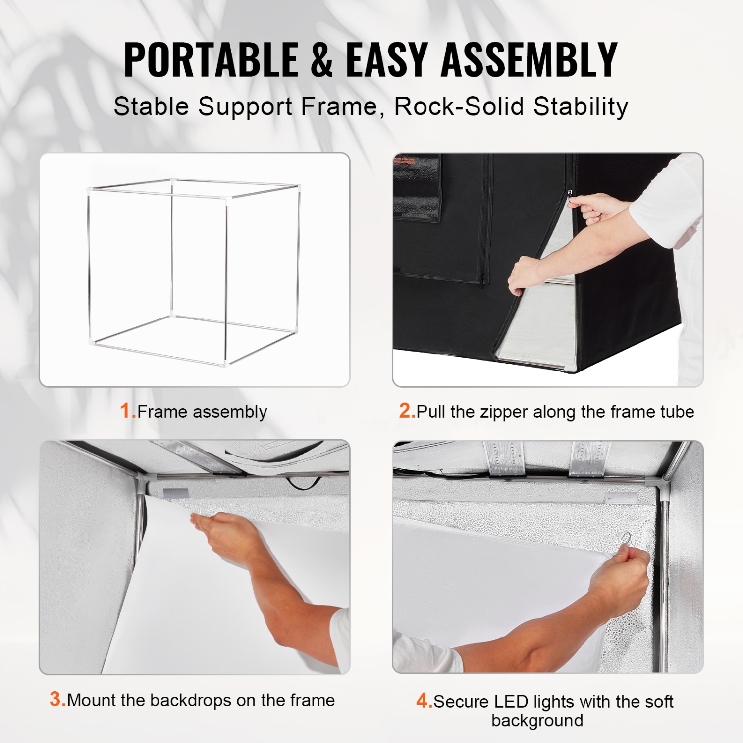 VEVOR 39" x 39" Photo Studio Light Box, 5600K Professional Photo Shooting Tent Kit with 210 LED Lights 5 Backdrops Power Adapter Soft Light Cloth