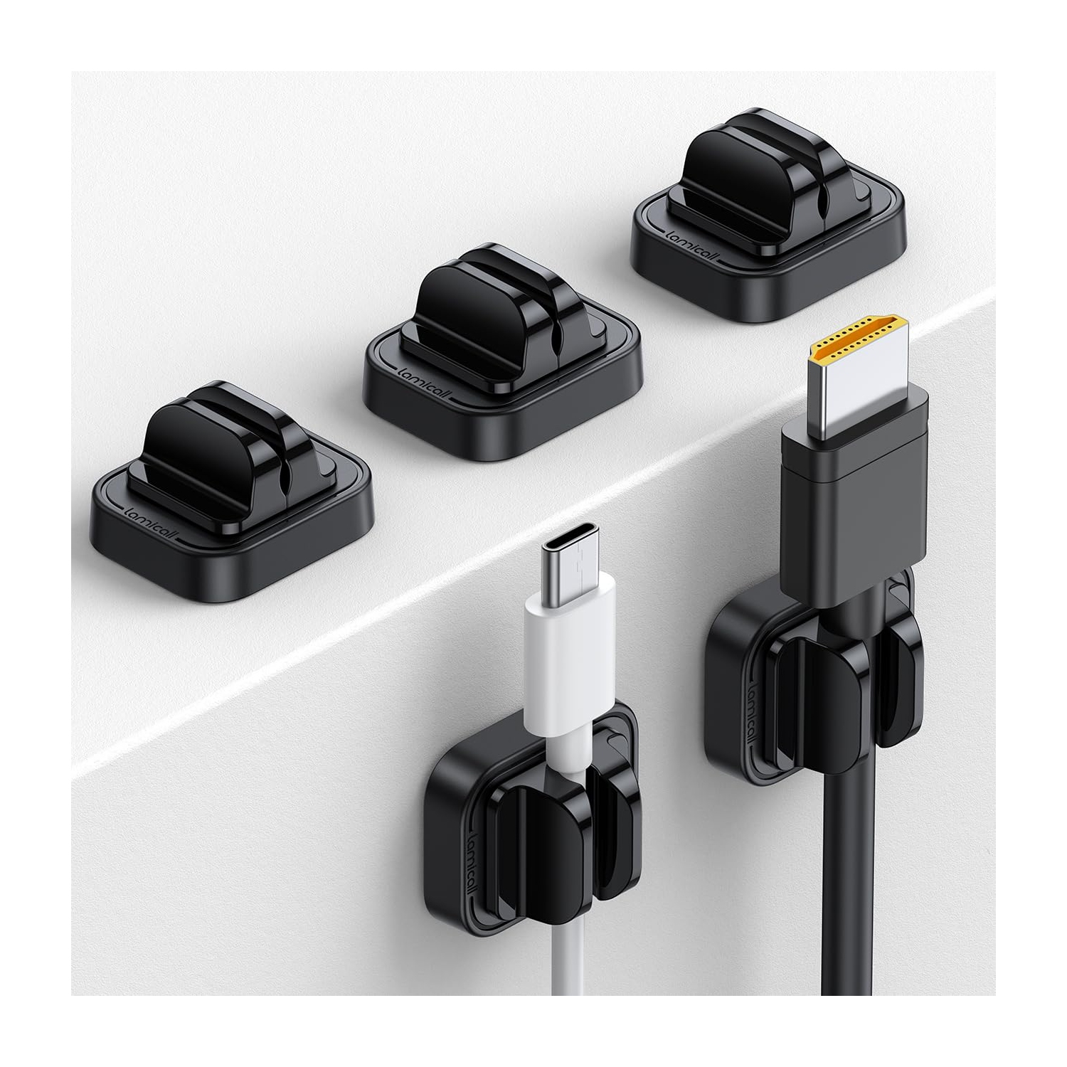 Paquet de 5 pinces à ressort pour câble, range-cordon pour bureau - pince à cordon réglable, range-fils, porte-câble USB pour téléphone