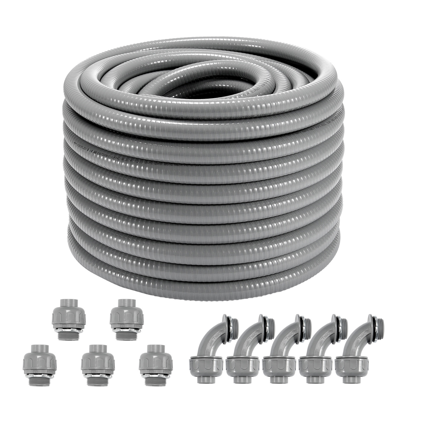 Conduit électrique souple VEVOR 3/4-Inch, 100&nbsp;pi, PVC, conduit étanche non métallique avec 5 raccords de raccord à conduit droit et 5 90 degrés,