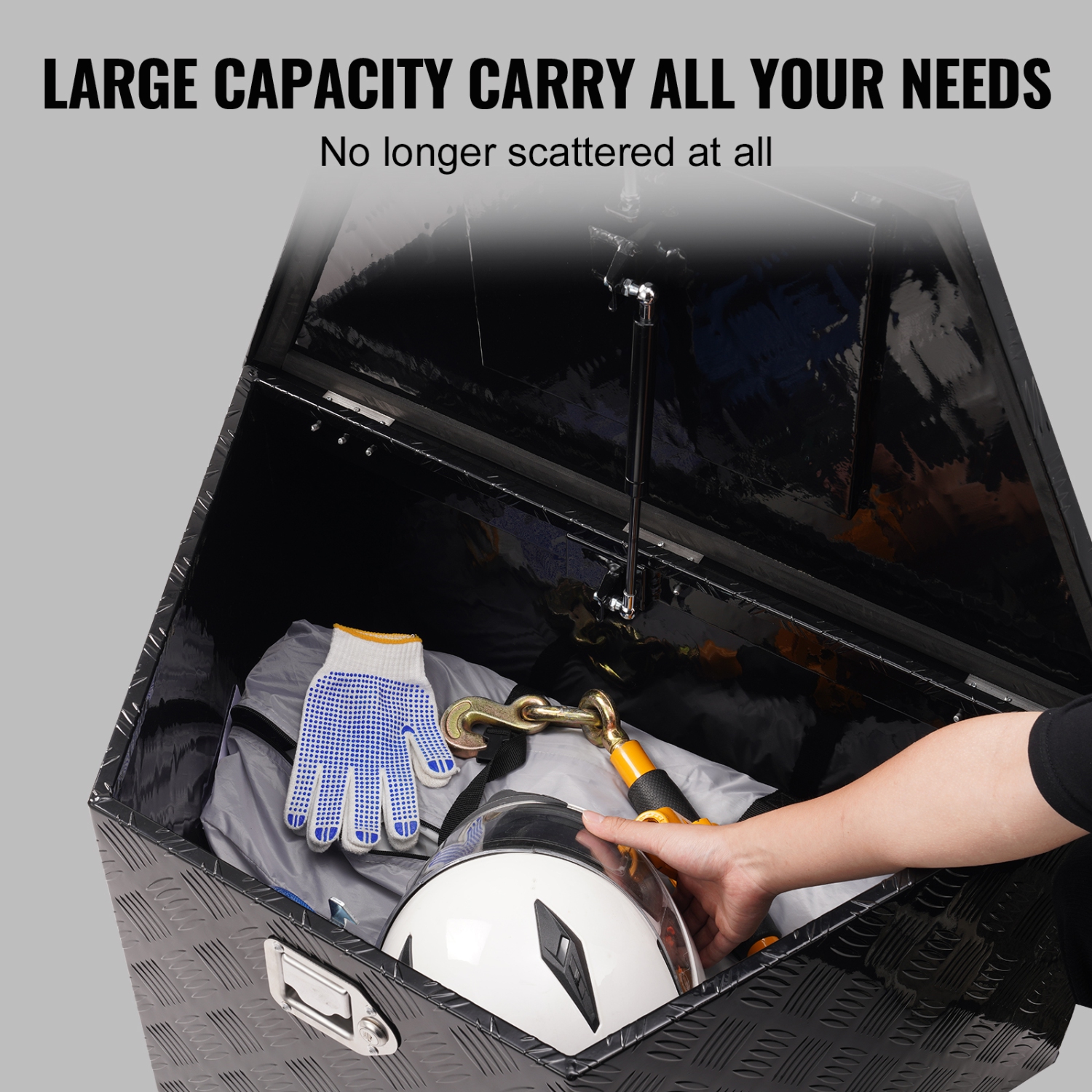 VEVOR 33"x19"x18" Trailer Tongue Box, Aluminum Alloy Diamond Plate Tongue Box Tool Chest, Trailer Box Storage with Lock and Keys, Trailer Tongue Box