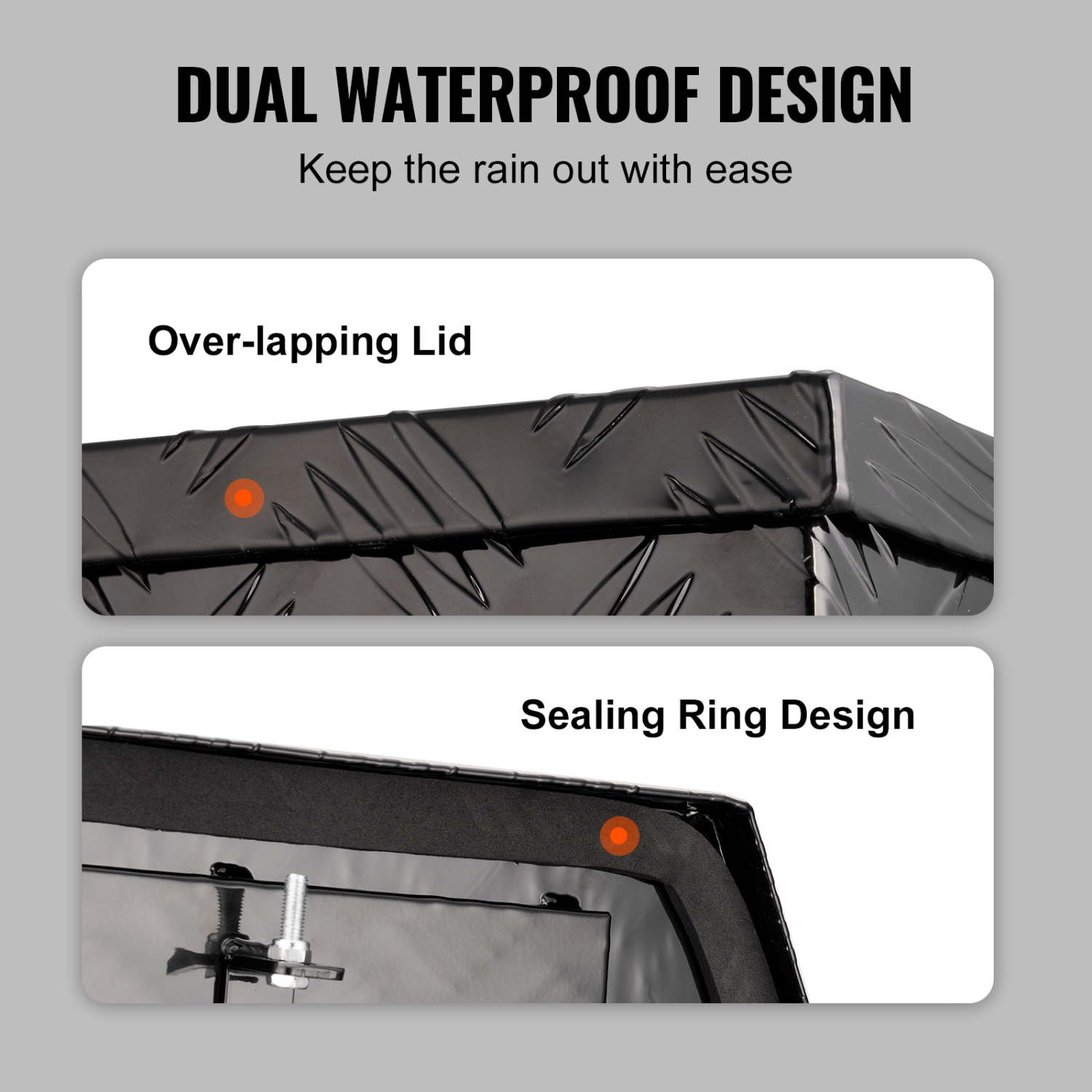 VEVOR 33"x19"x18" Trailer Tongue Box, Aluminum Alloy Diamond Plate Tongue Box Tool Chest, Trailer Box Storage with Lock and Keys, Trailer Tongue Box