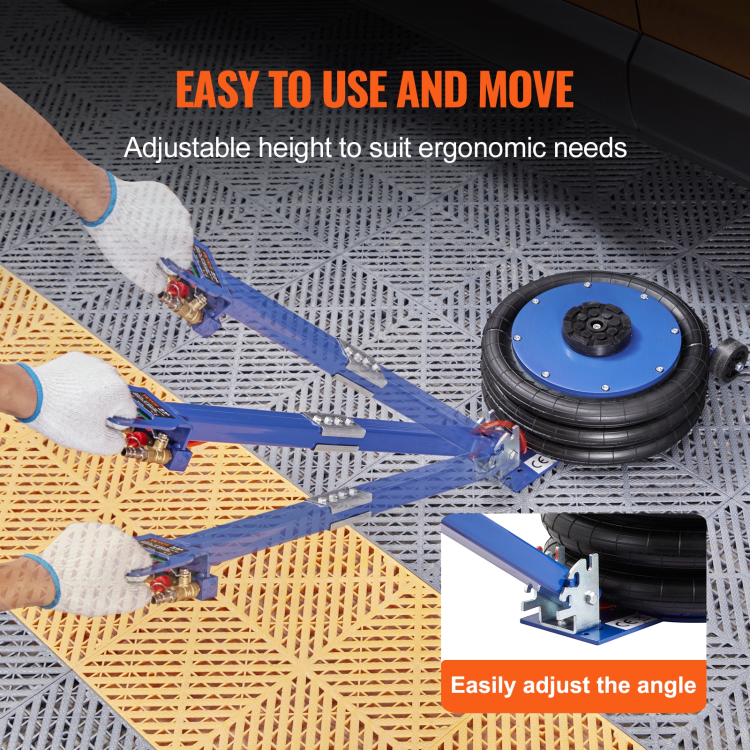 VEVOR 5 Ton/11000 lbs Triple Bag Air Jack,Airbag Jack with Six Steel Pipes,Lift up to 18.5 inch/470 mm,3-5 s Lifting Pneumatic Jack, with Adjustable