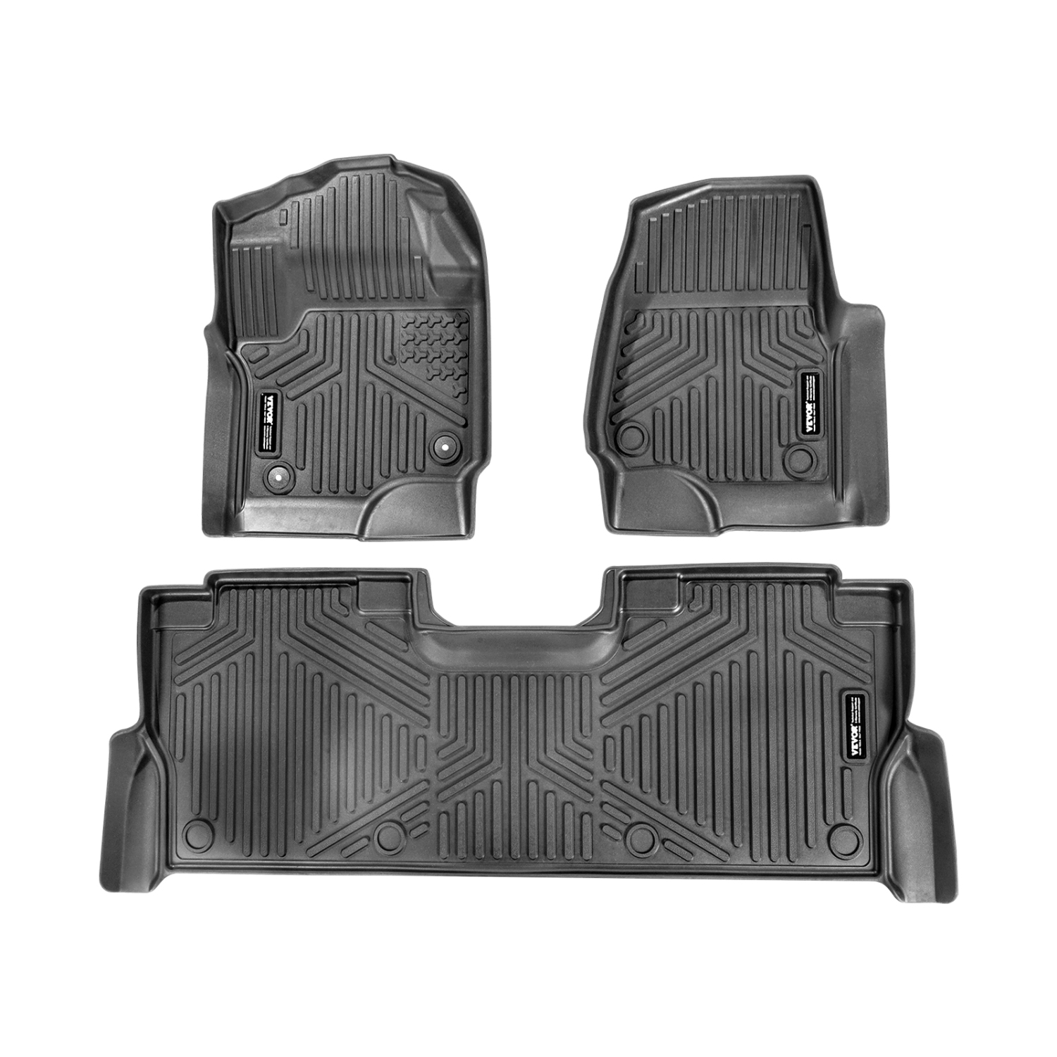 VEVOR 3 pcs Automotive Floor Mats, Fits for Ford F-250/F-350/F-450 2017-2022, Front and 2nd Row Liners, Fit TPE Vehicle Floor Mats, Easy to Clean