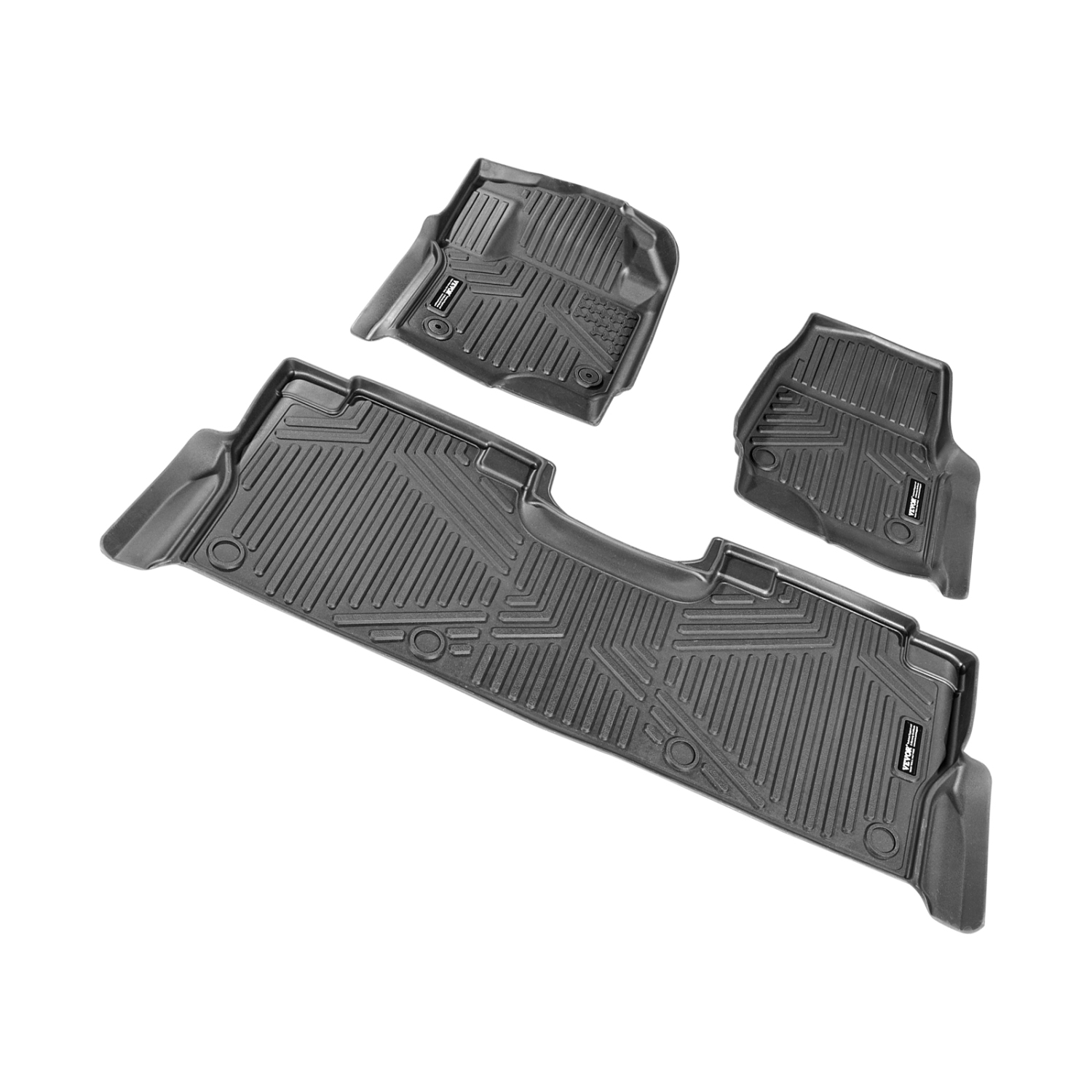 VEVOR 3 pcs Automotive Floor Mats, Fits for Ford F-250/F-350/F-450 2017-2022, Front and 2nd Row Liners, Fit TPE Vehicle Floor Mats, Easy to Clean